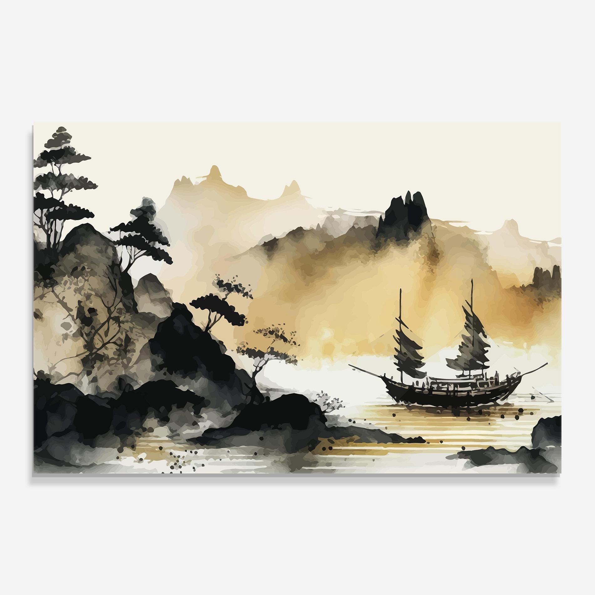 Glasbild Asiatic Grey Cream mockup 0