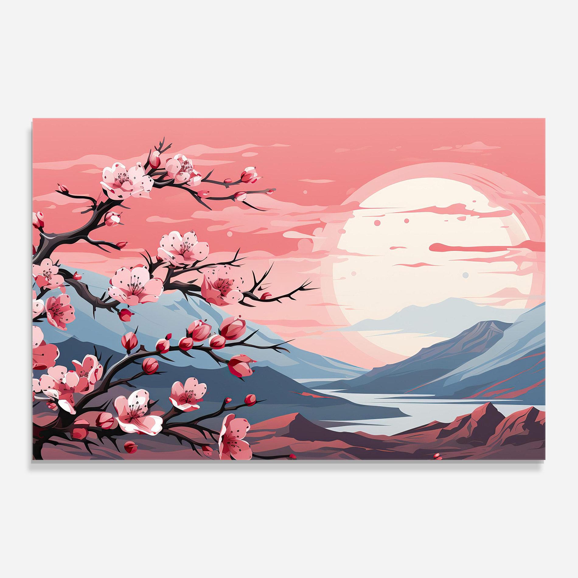 Glasbild Chinese Cherry Blossoms mockup 0
