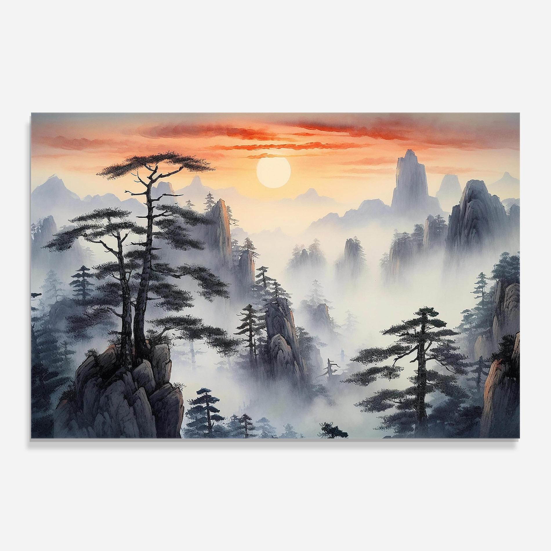 Glasbild Fog Trees mockup 0
