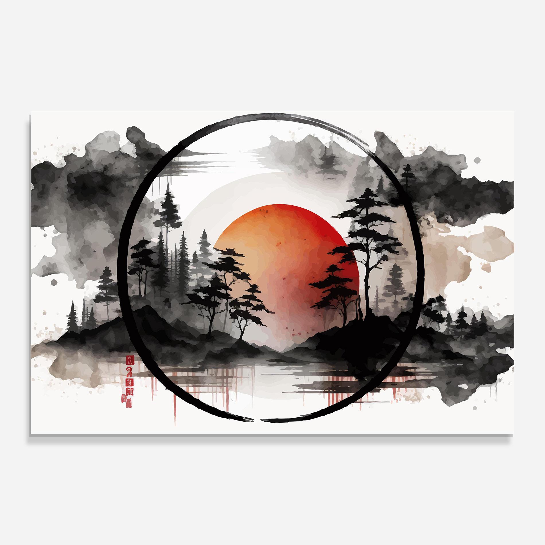 Glasbild Orange Sun Forest mockup 0