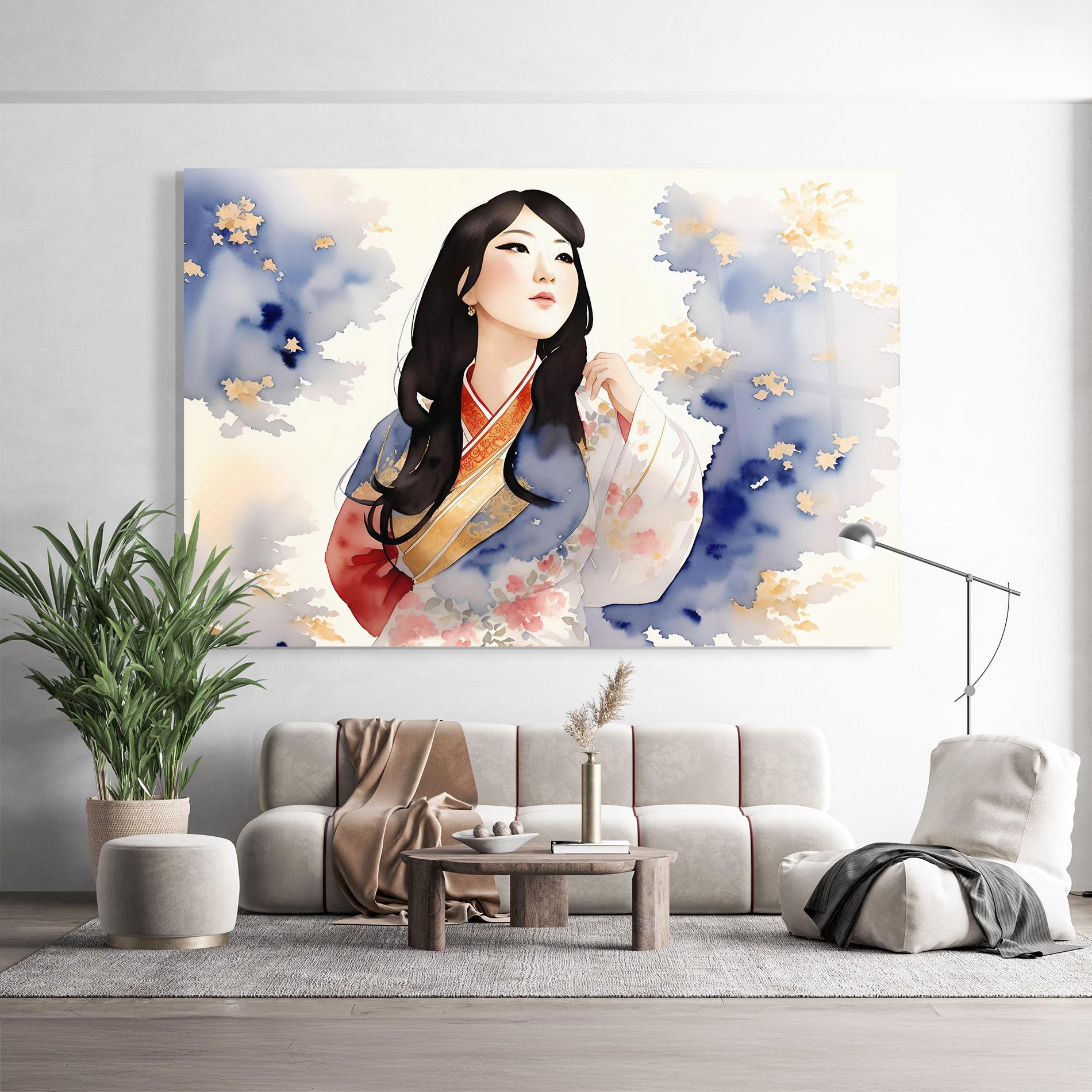 Glasbild Asian Woman Dancing mockup 9