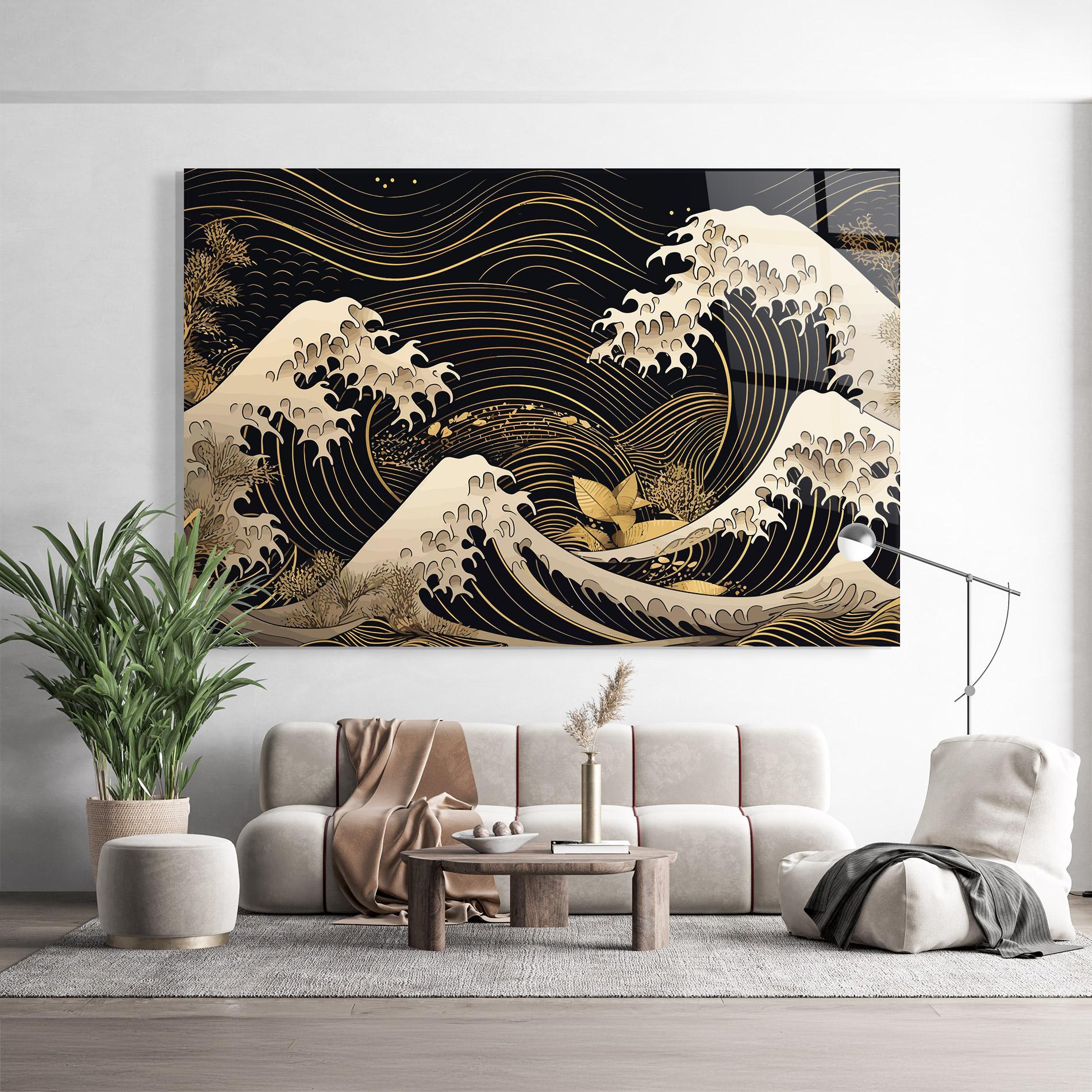 Glasbild Asiatic Gold Wave mockup 9