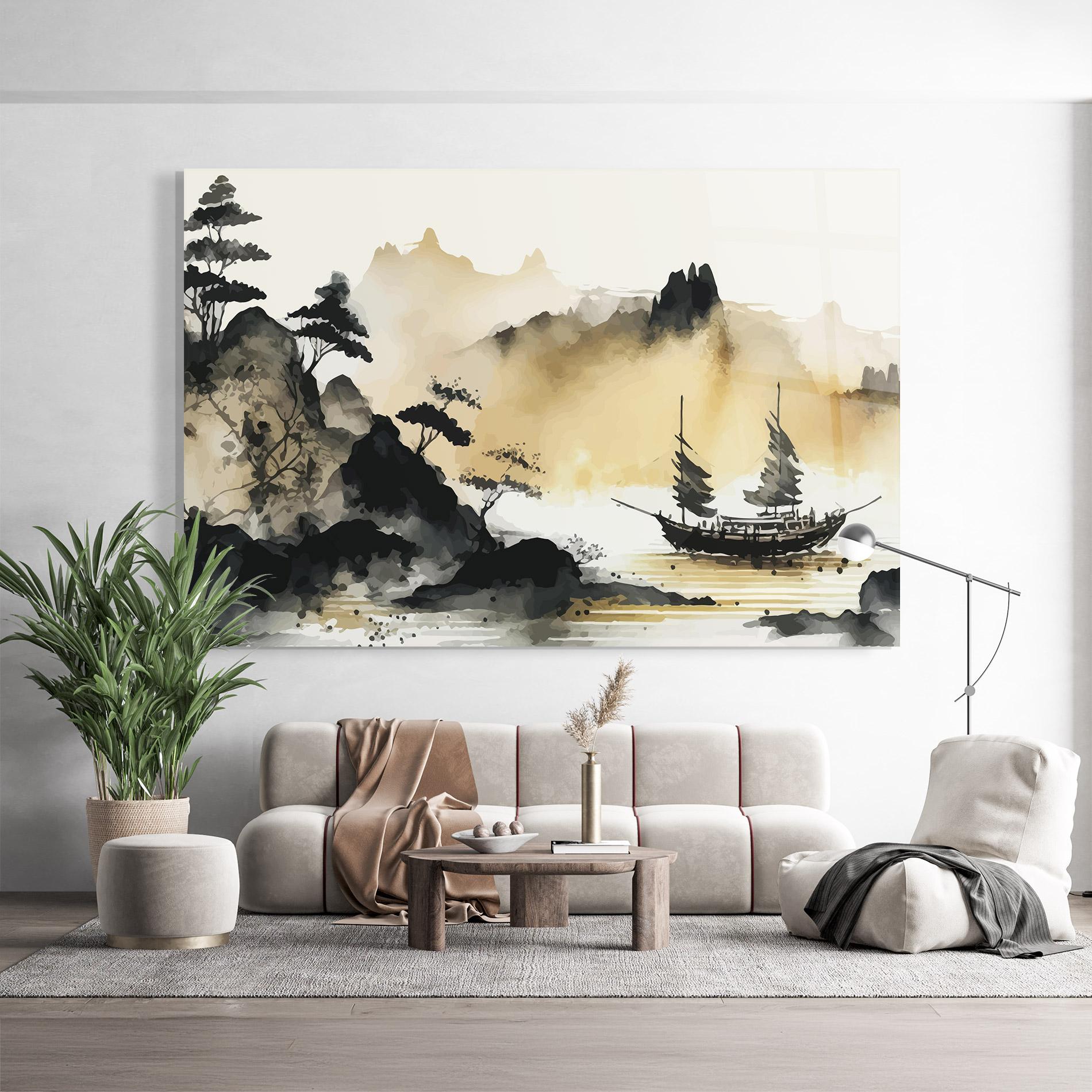 Glasbild Asiatic Grey Cream mockup 9