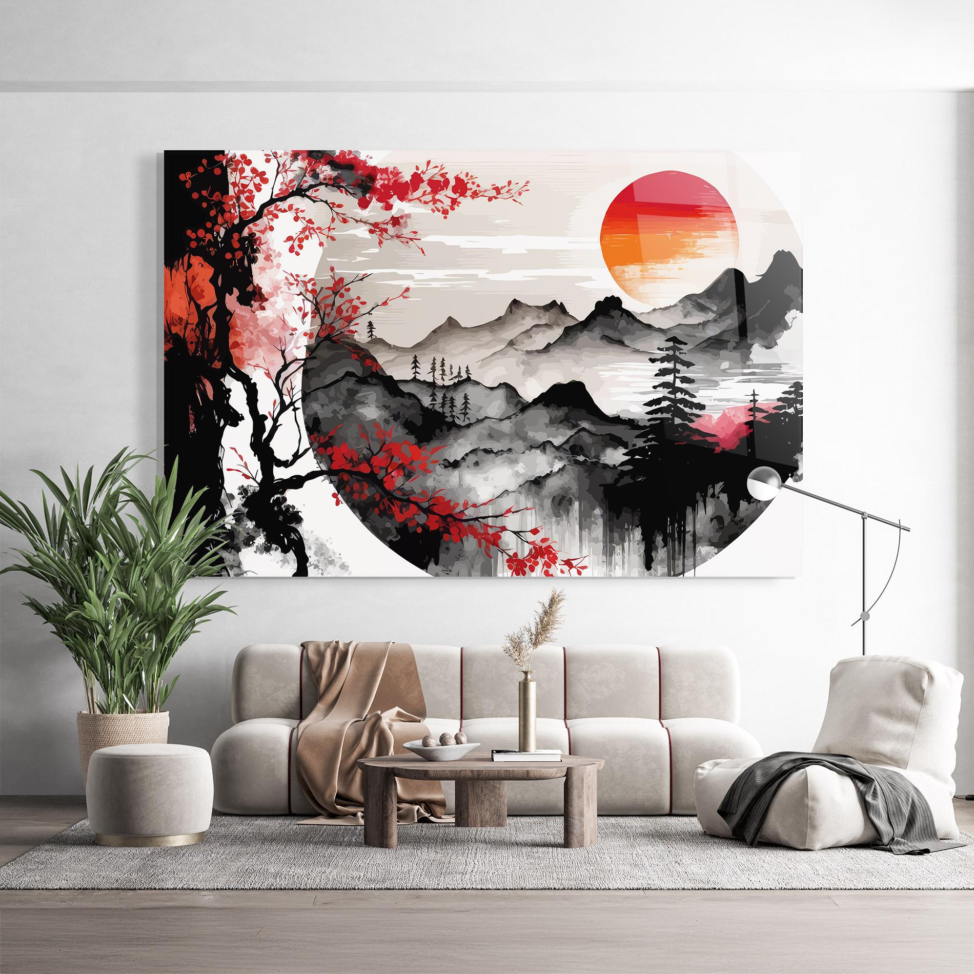 Glasbild Asiatic Red Orange Sun mockup 9