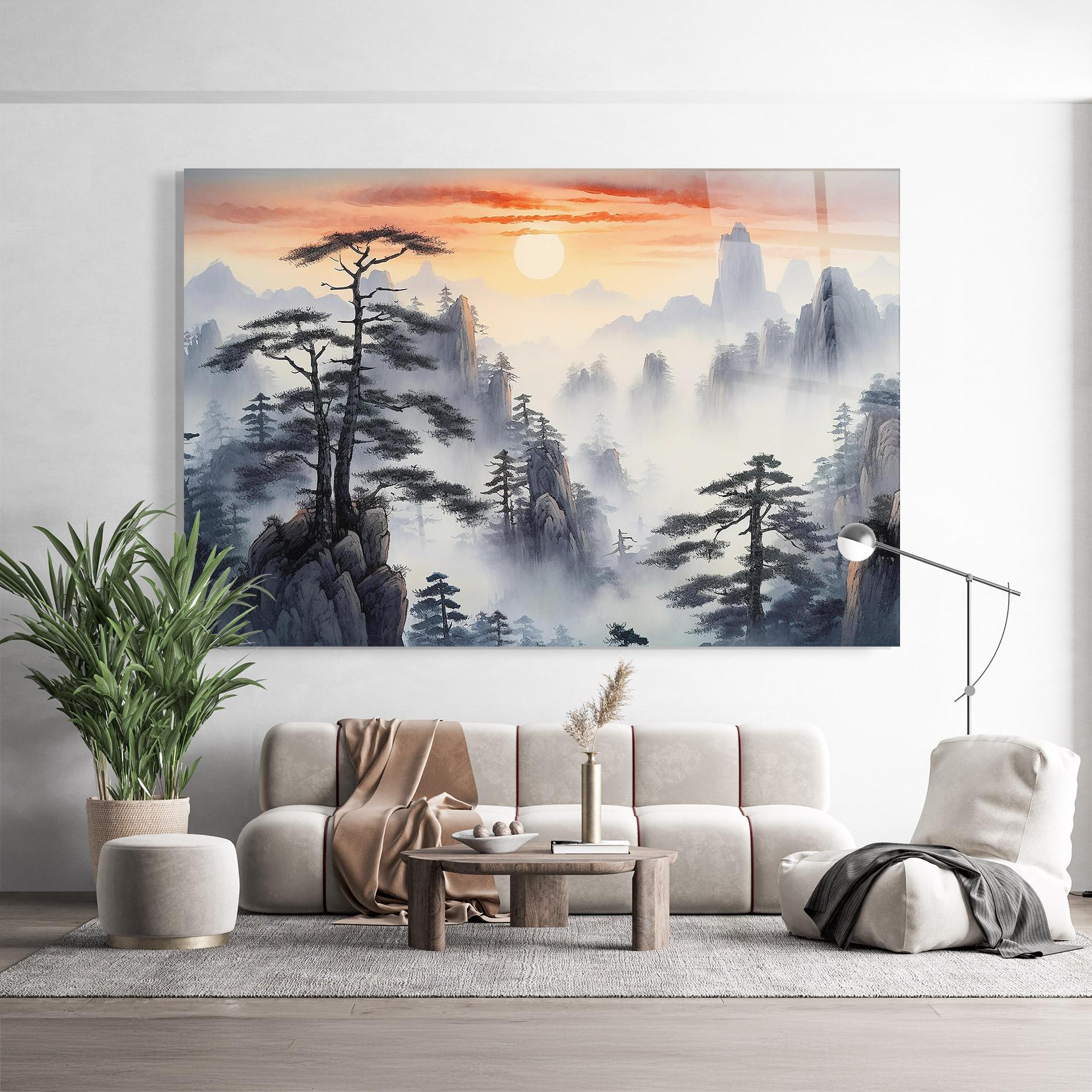 Glasbild Fog Trees mockup 9