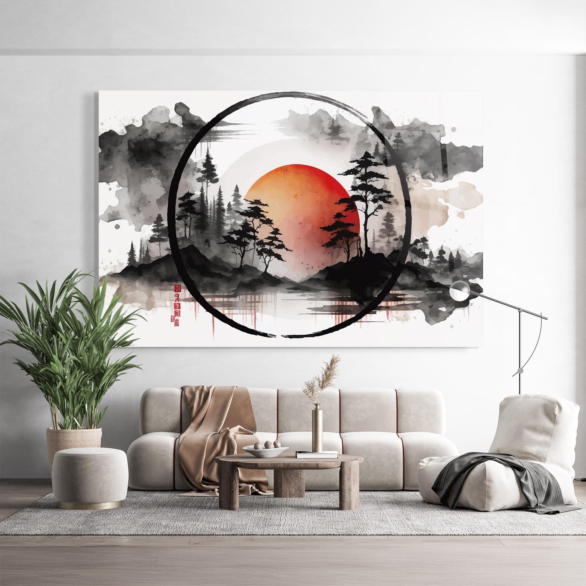 Glasbild Orange Sun Forest mockup 9
