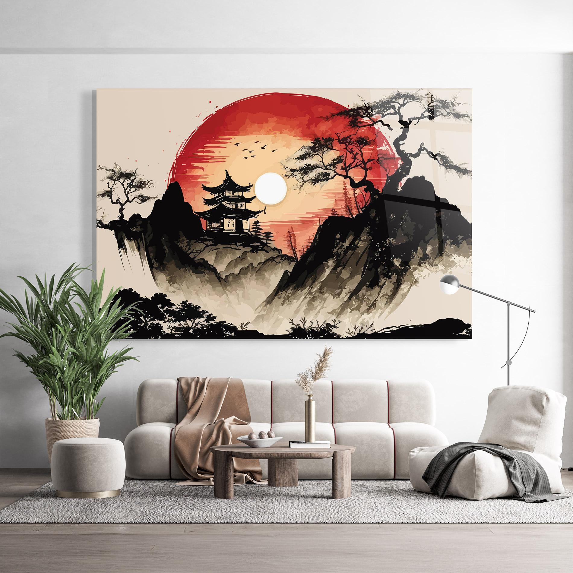 Glasbild Sunset Asian View mockup 9