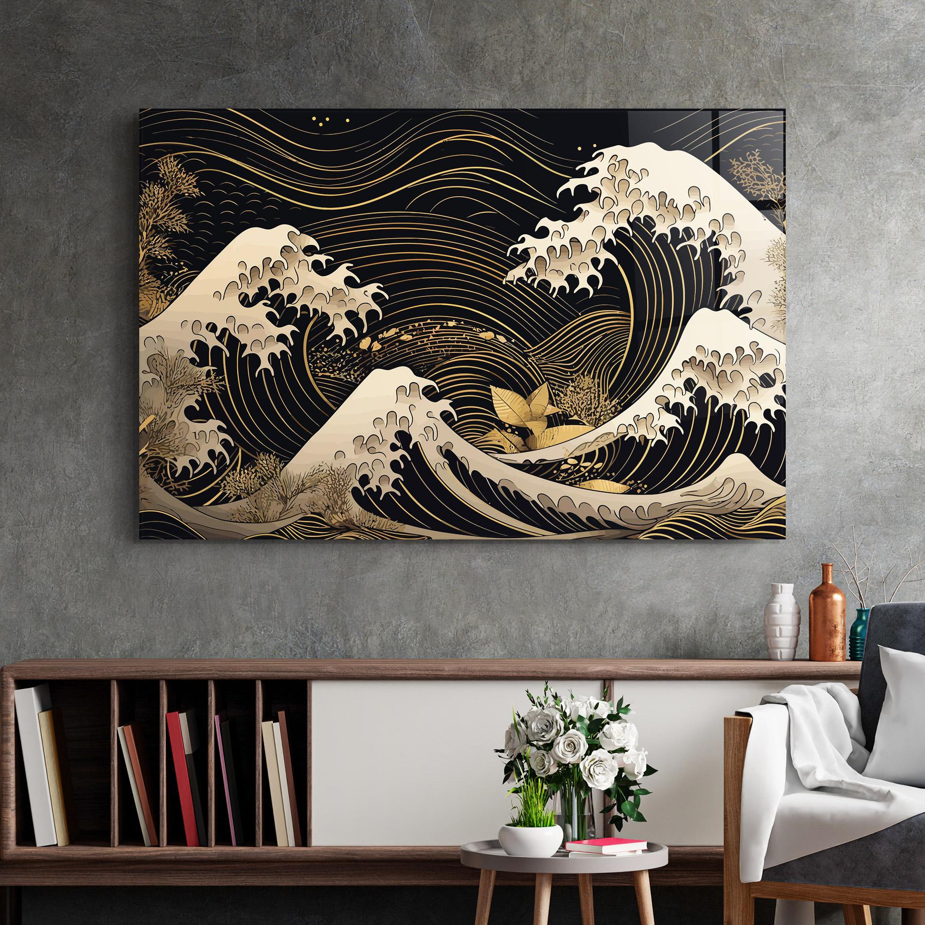 Glasbild Asiatic Gold Wave mockup 2