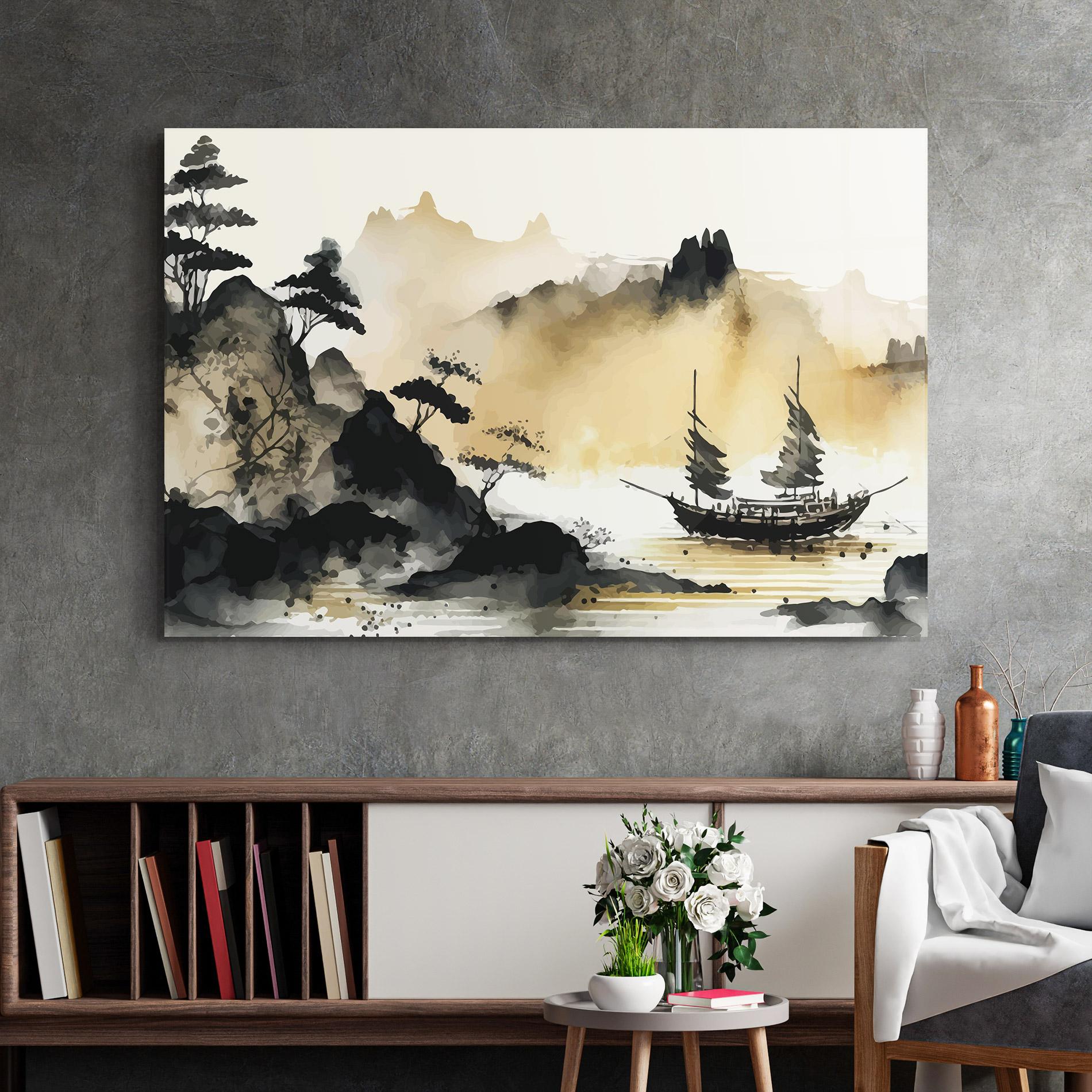 Glasbild Asiatic Grey Cream mockup 2