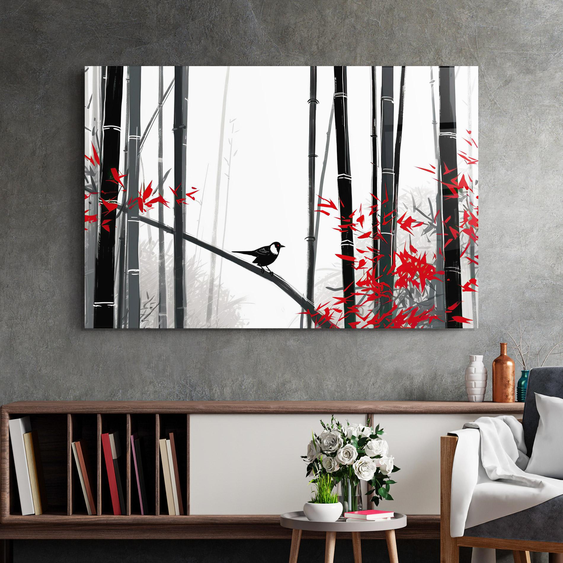 Glasbild Chinese Red Leafs mockup 2