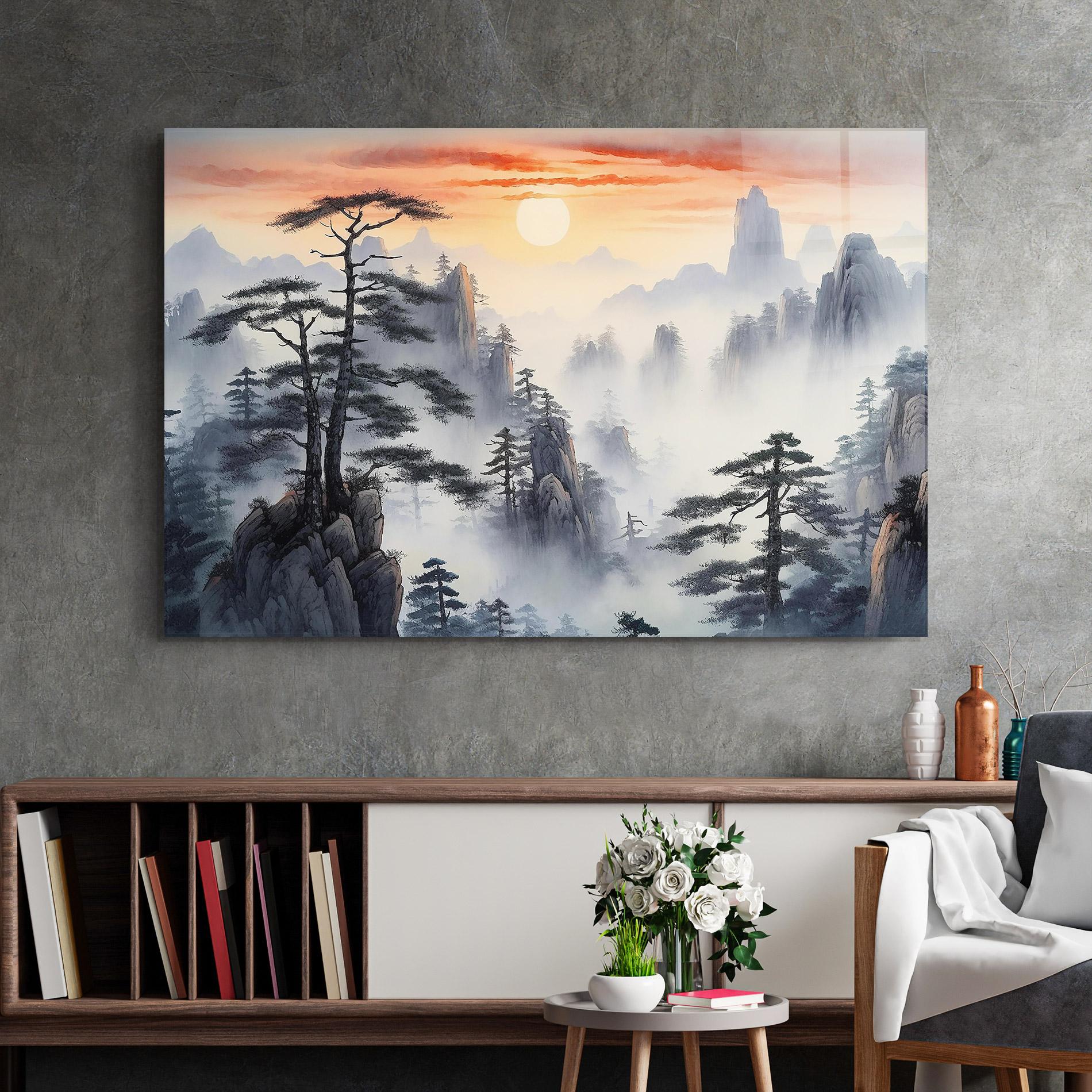 Glasbild Fog Trees mockup 2