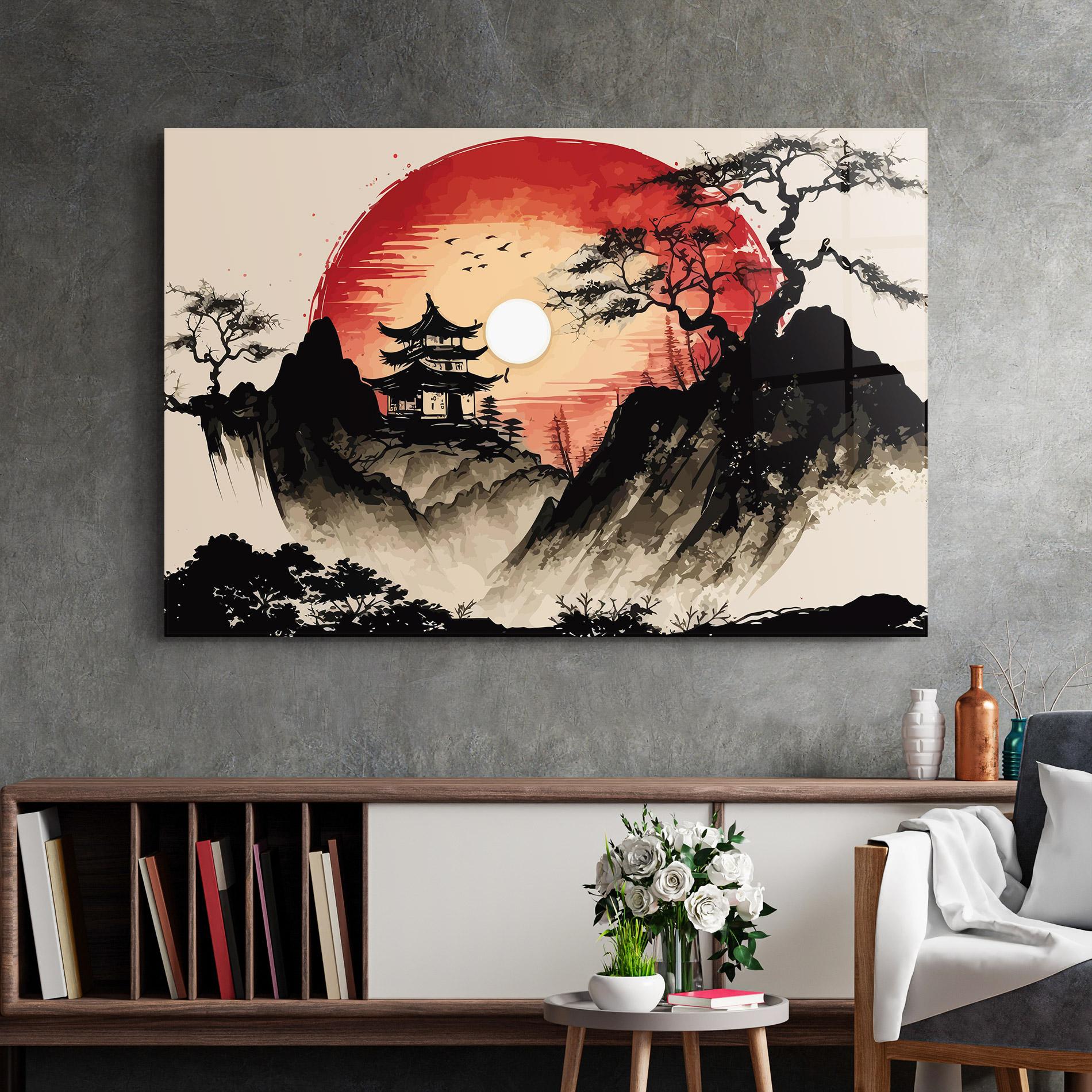 Glasbild Sunset Asian View mockup 2