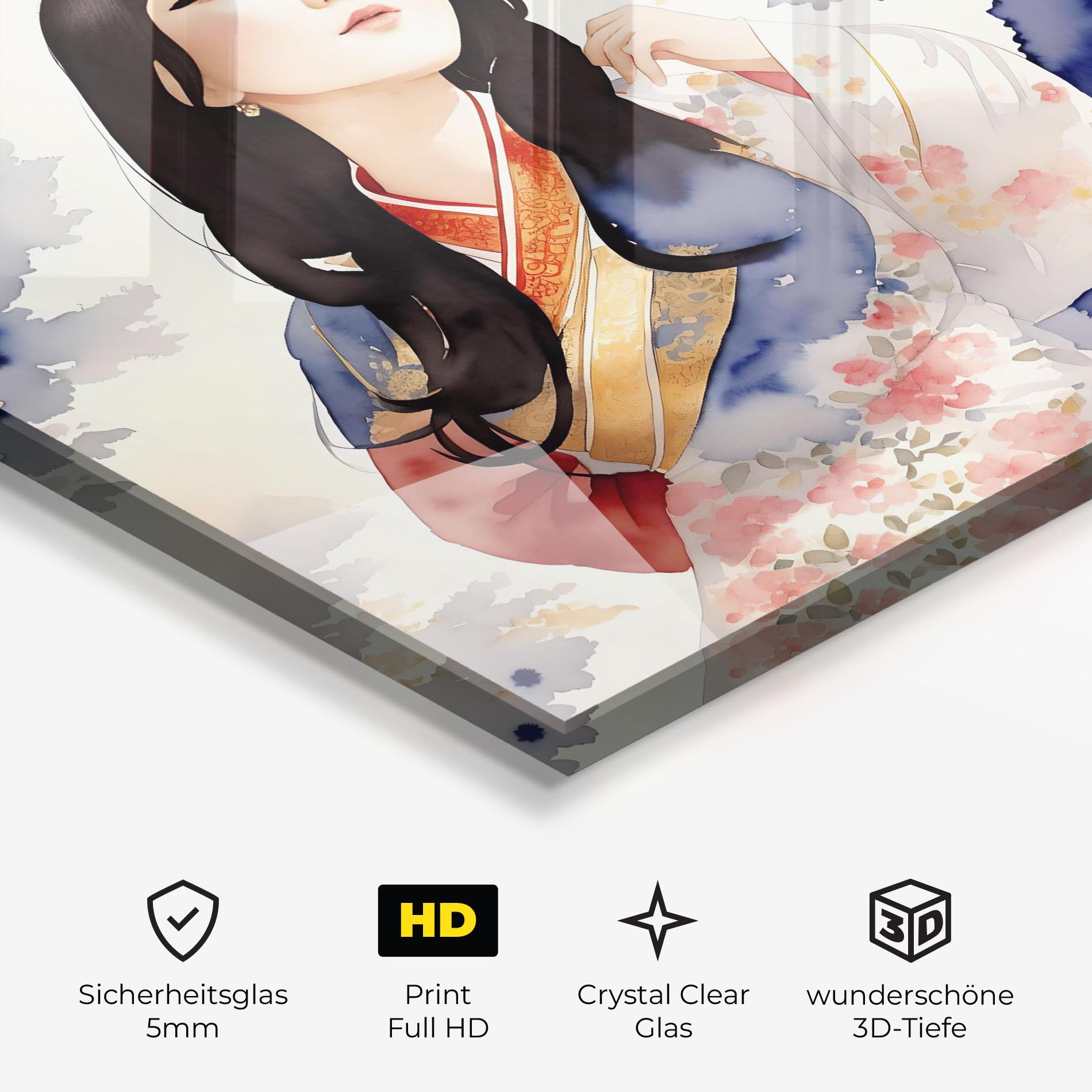 Glasbild Asian Woman Dancing mockup 3
