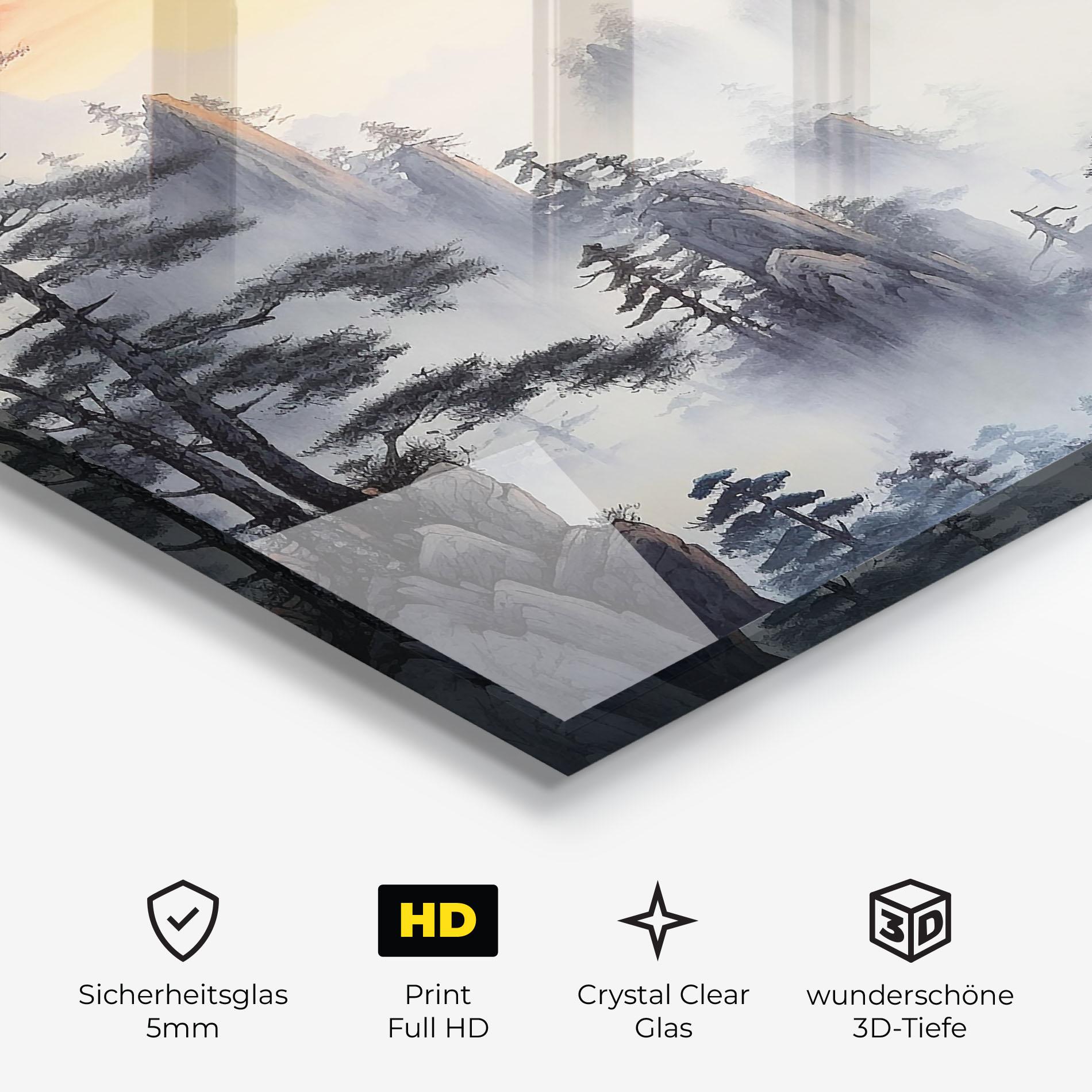 Glasbild Fog Trees mockup 3