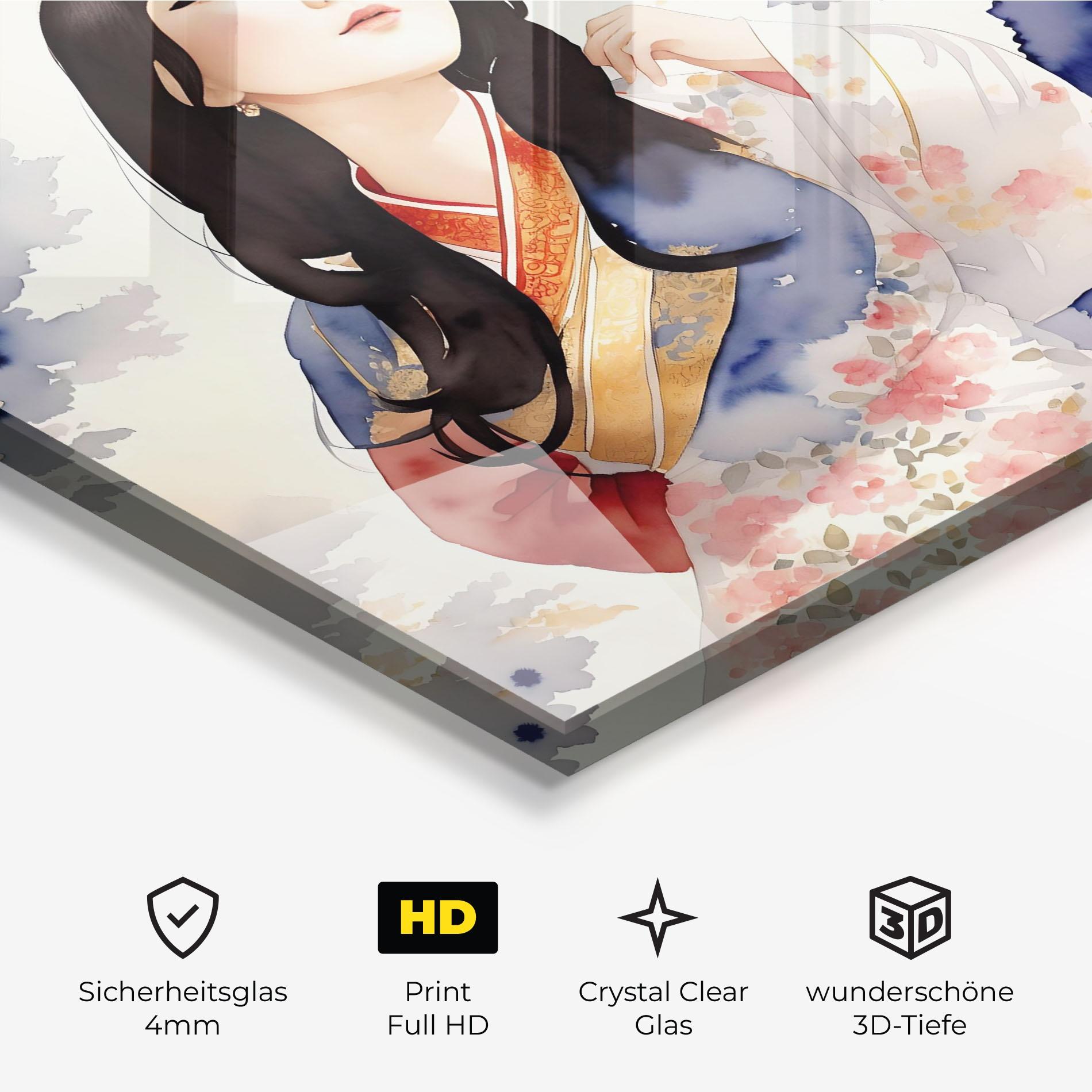 Glasbild Asian Woman Dancing mockup 3