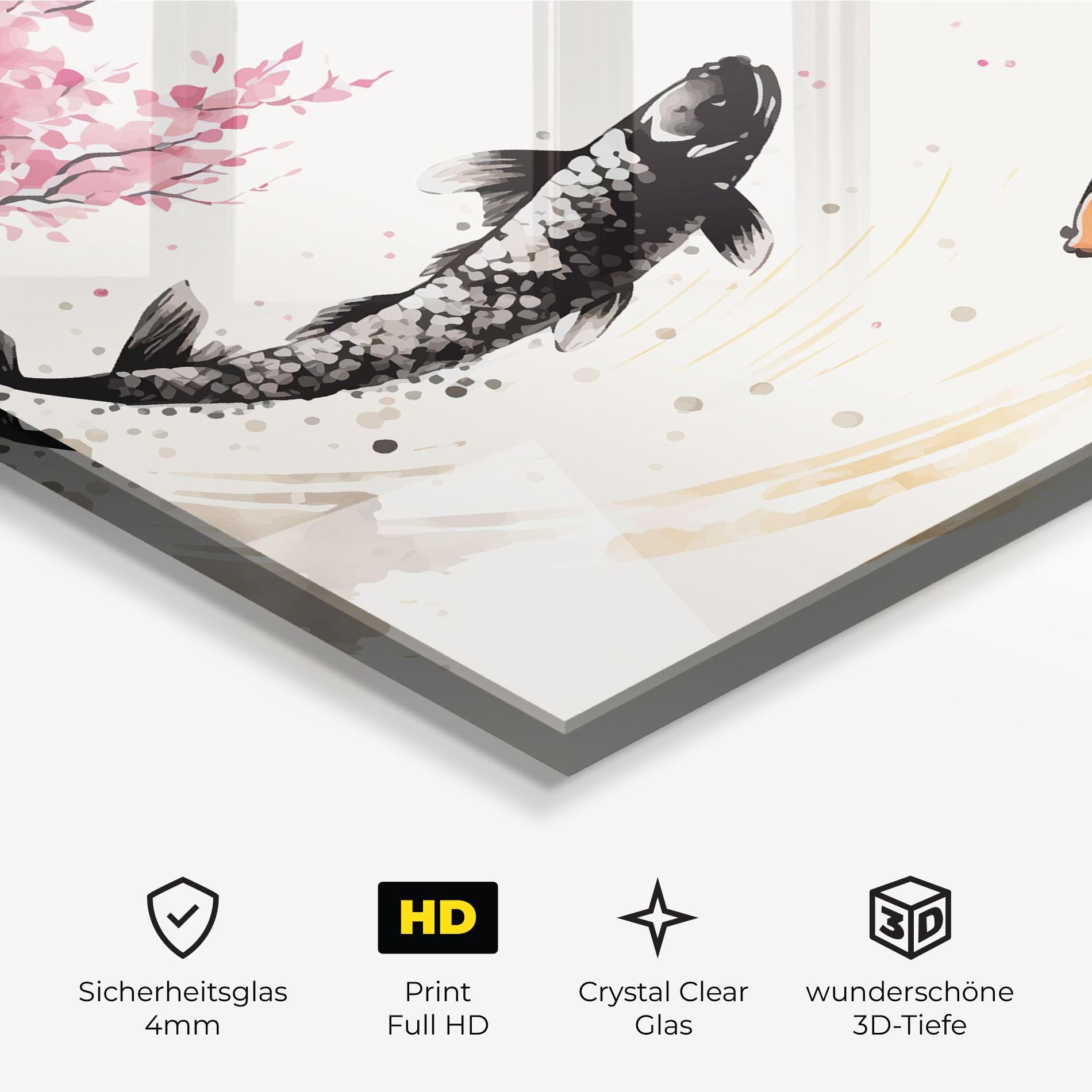 Glasbild Asiatic Flower Fish mockup 3