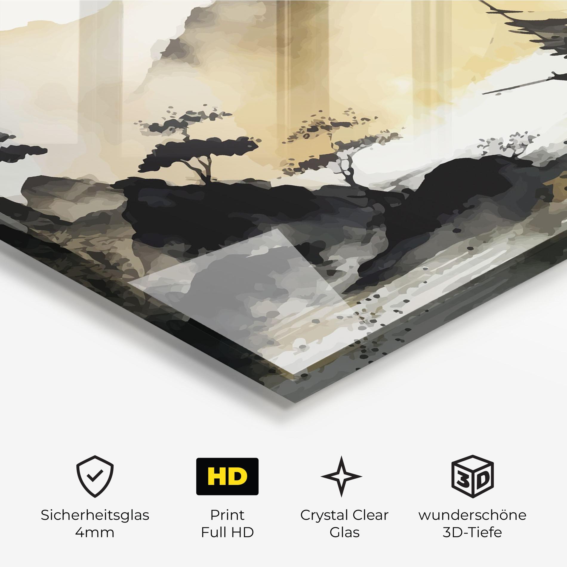 Glasbild Asiatic Grey Cream mockup 3