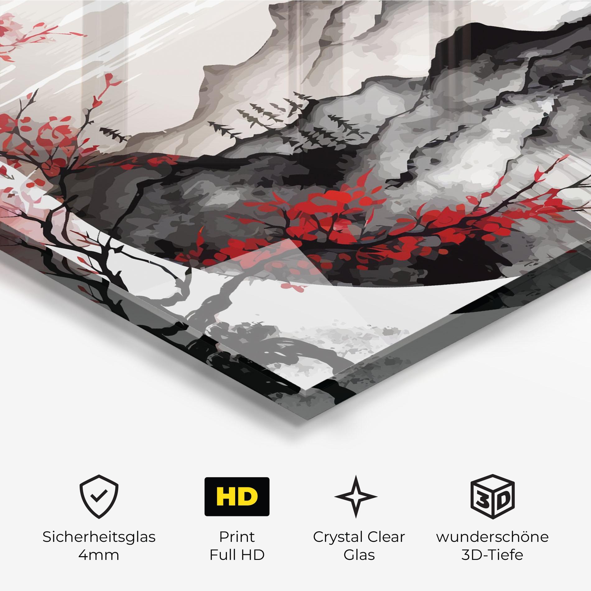 Glasbild Asiatic Red Orange Sun mockup 3