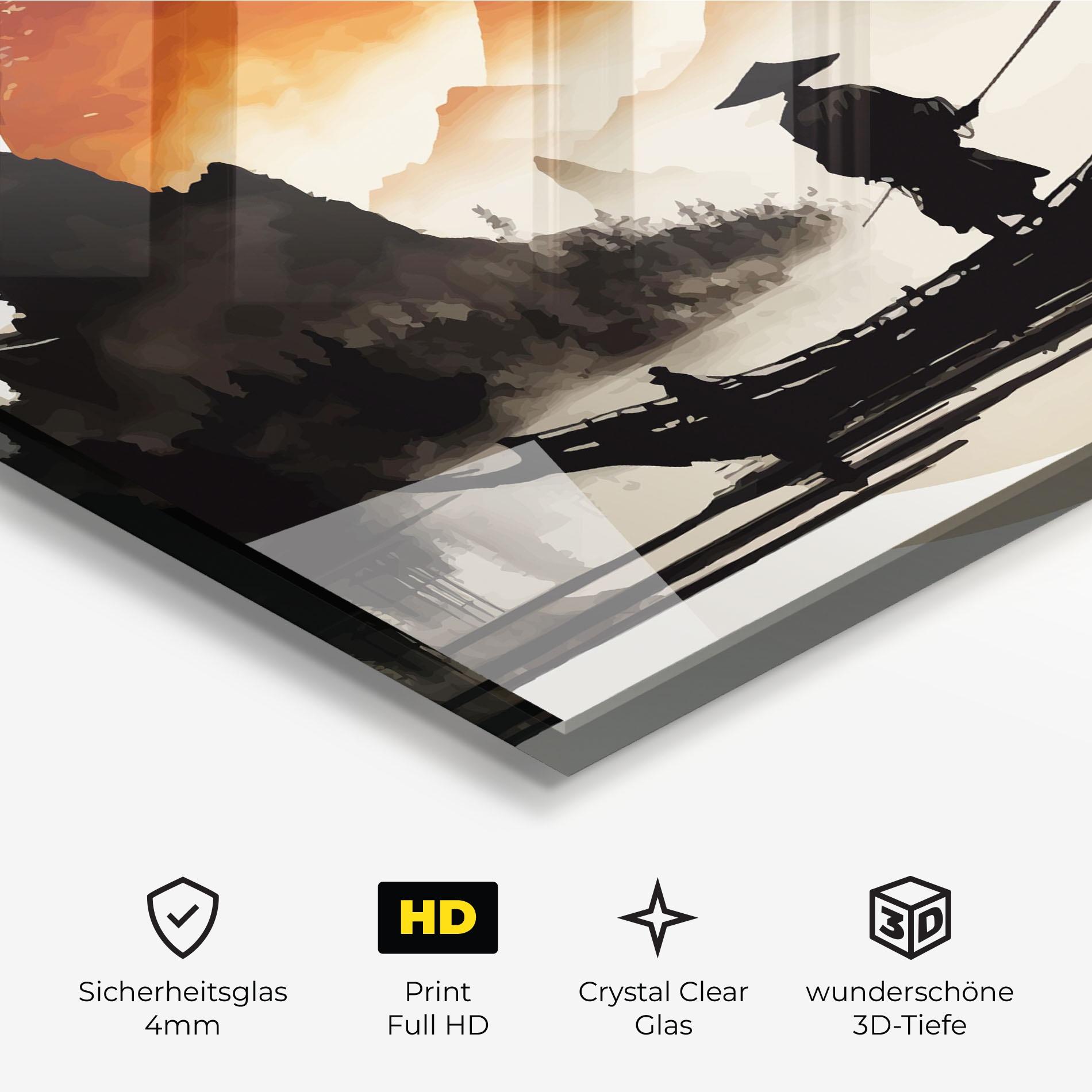 Glasbild Black Asiatic Boat mockup 3