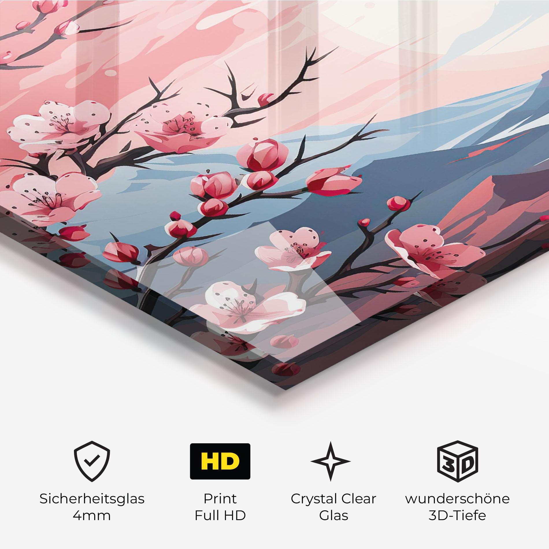 Glasbild Chinese Cherry Blossoms mockup 3