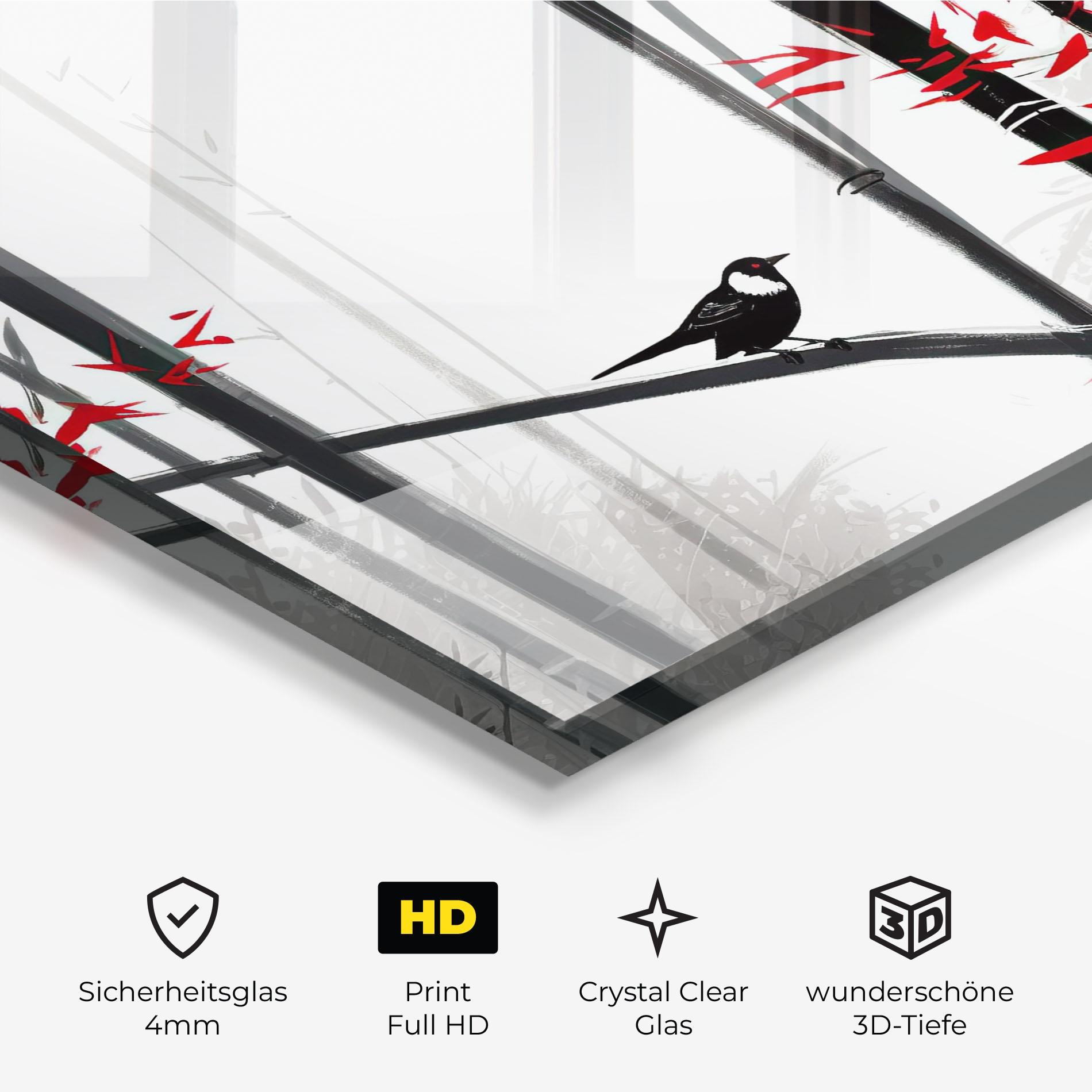 Glasbild Chinese Red Leafs mockup 3