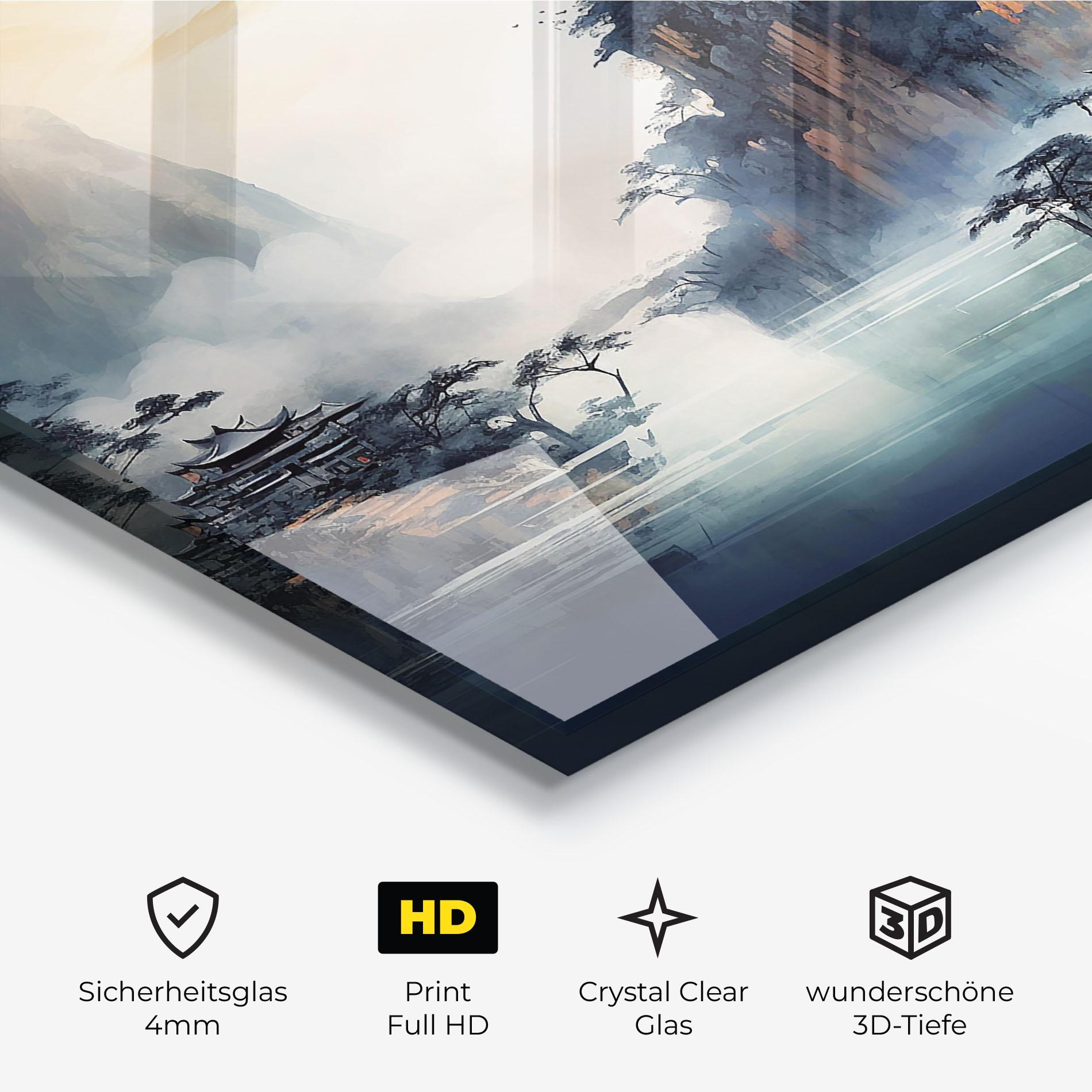 Glasbild Fog Houses mockup 3