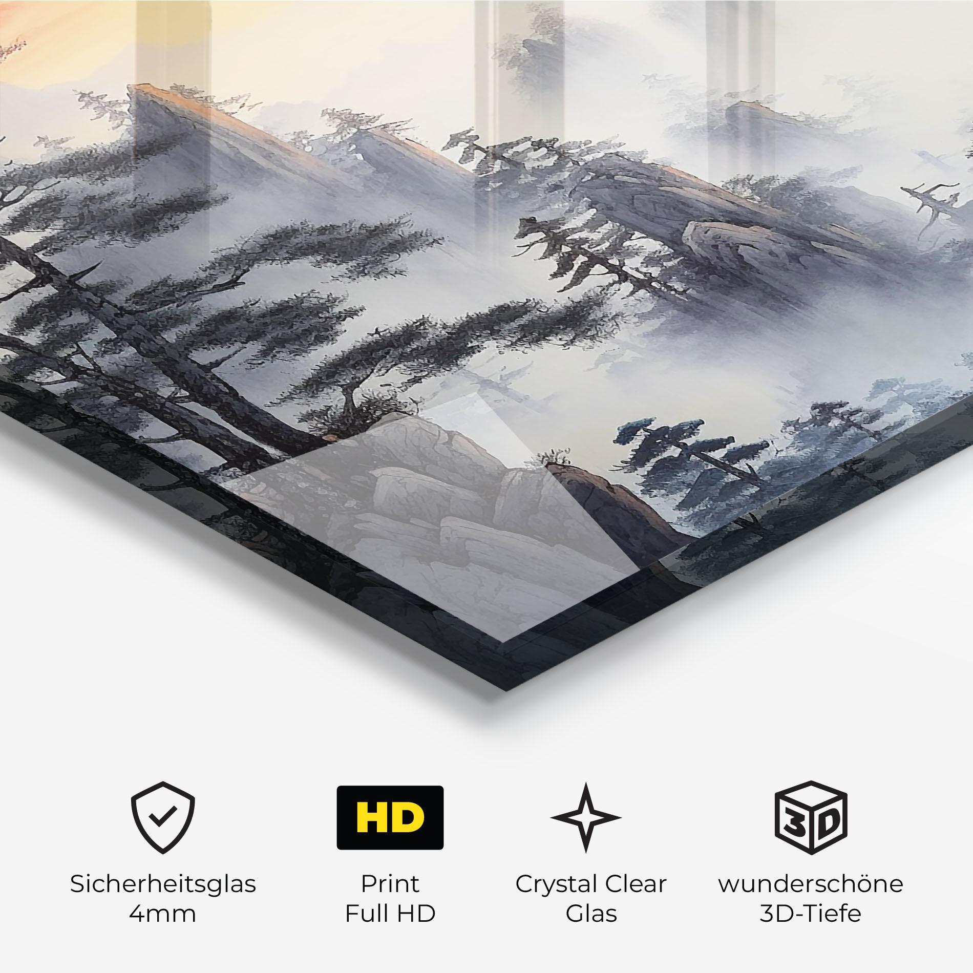 Glasbild Fog Trees mockup 3