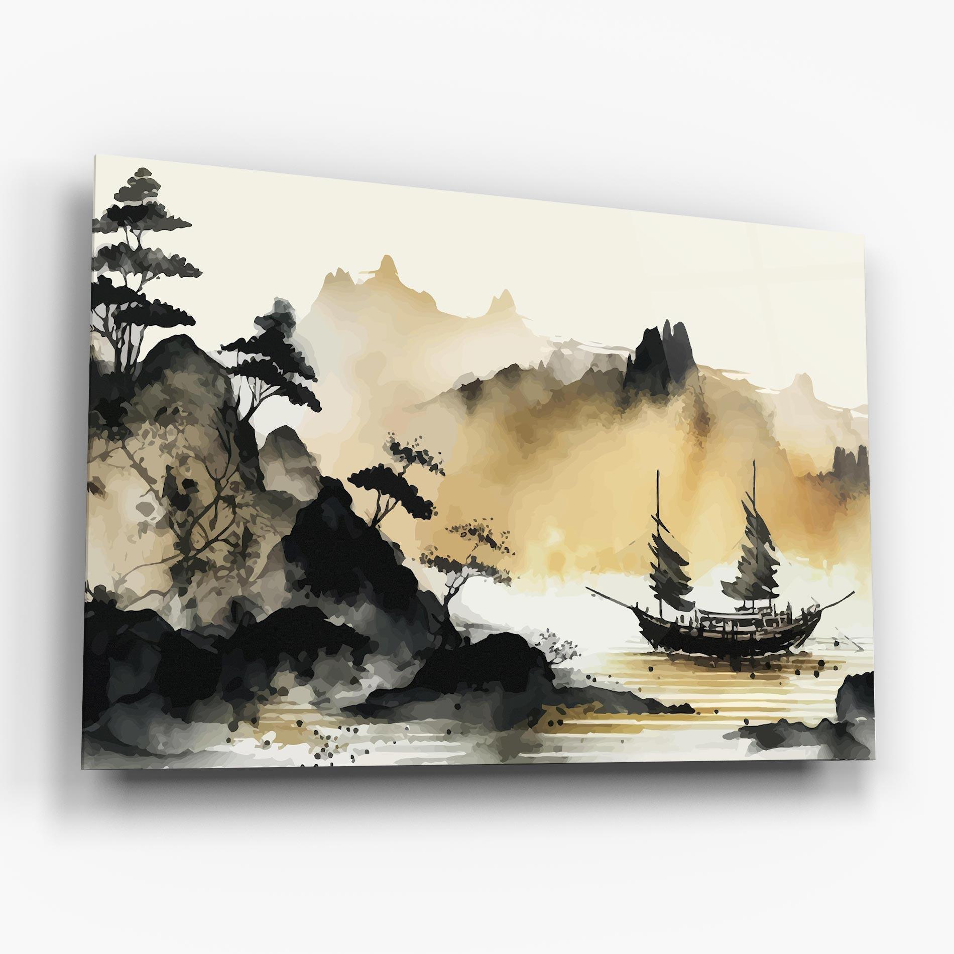 Glasbild Asiatic Grey Cream mockup 6