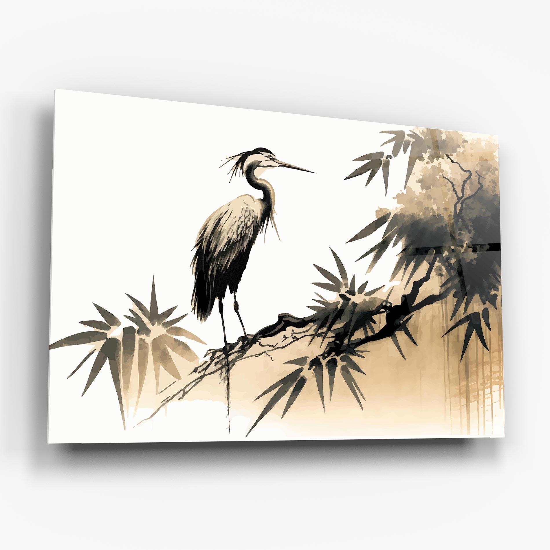 Glasbild Black Cream Bird Art mockup 6