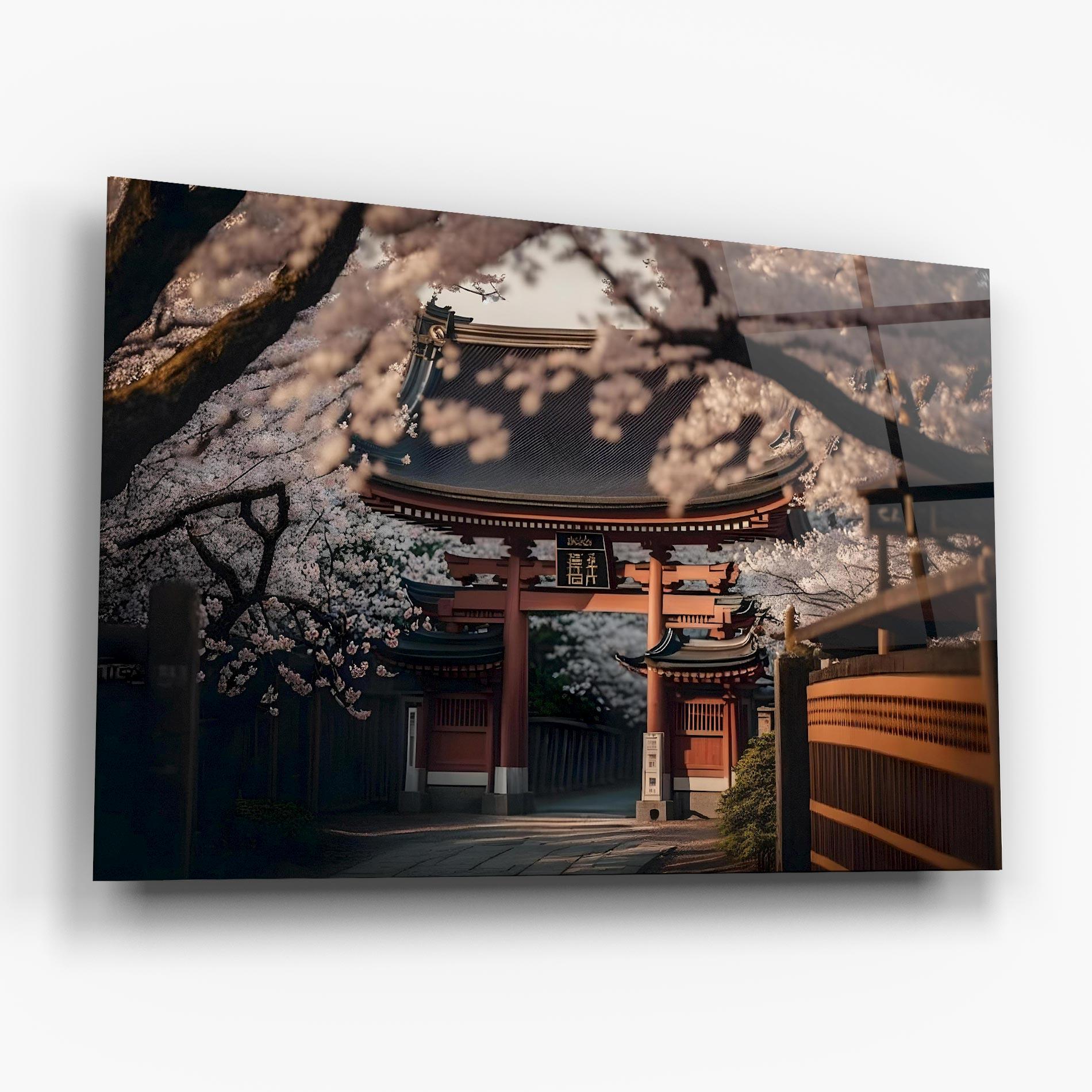 Glasbild Cherry Blossom Garden mockup 6