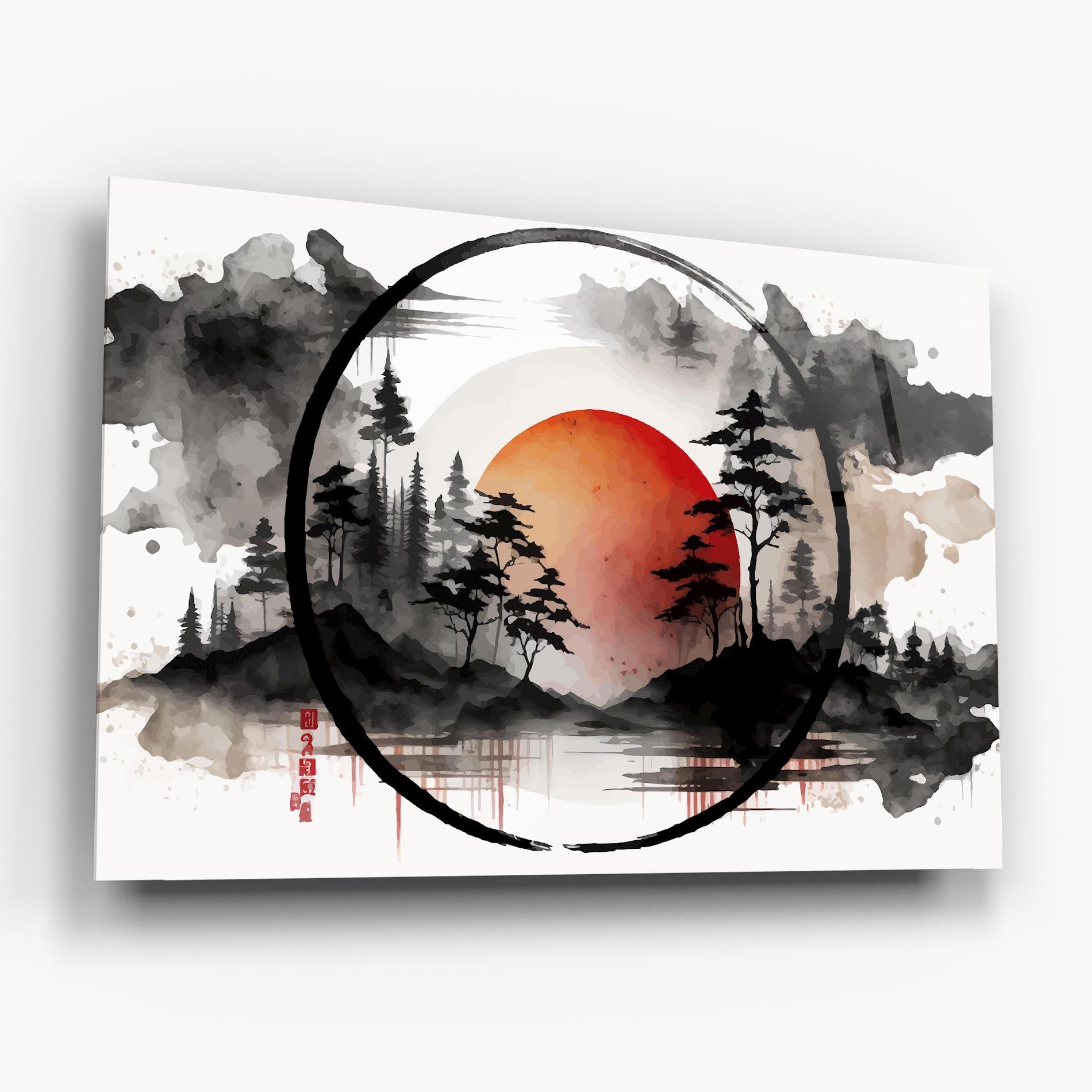 Glasbild Orange Sun Forest mockup 6