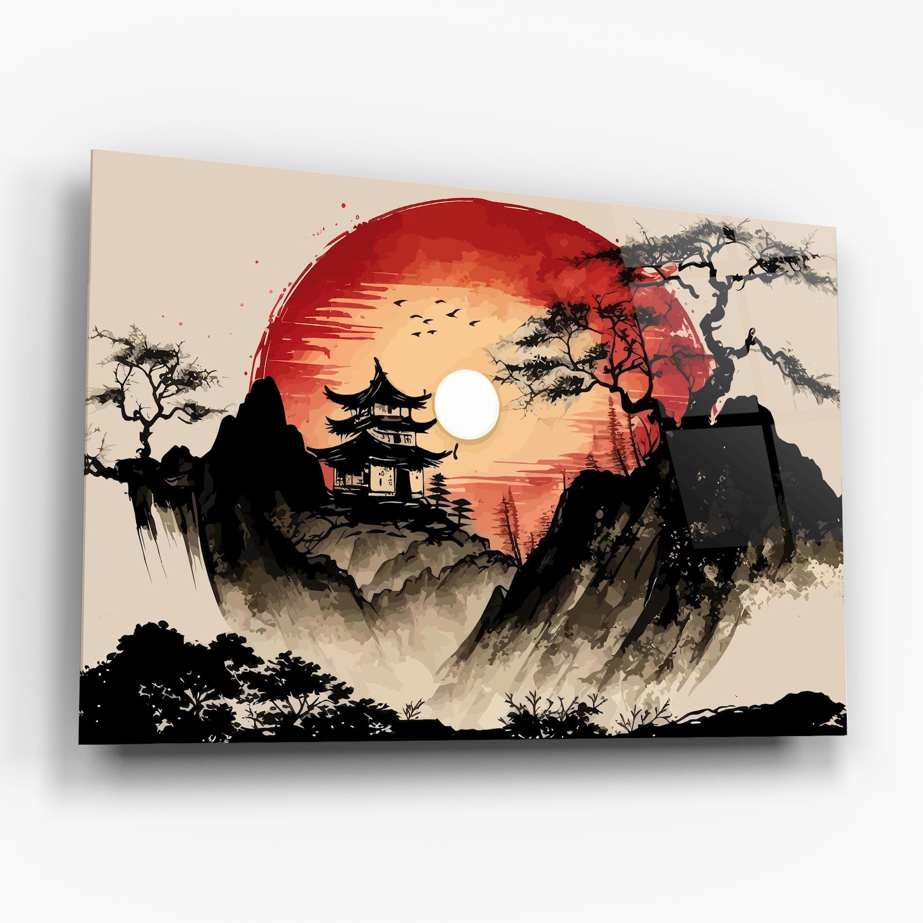 Glasbild Sunset Asian View mockup 6