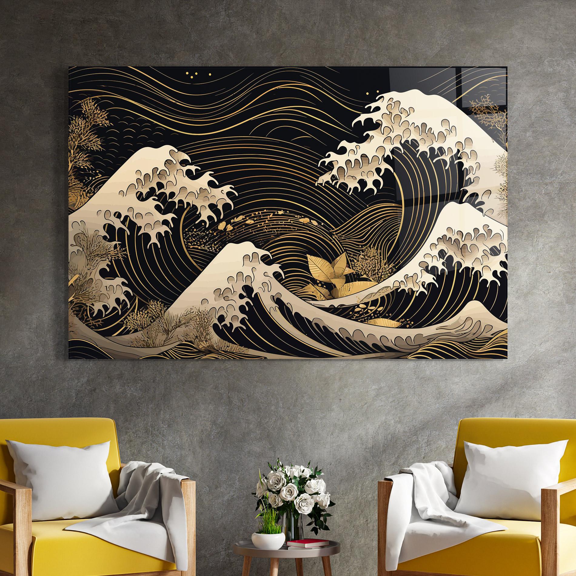 Glasbild Asiatic Gold Wave mockup 4