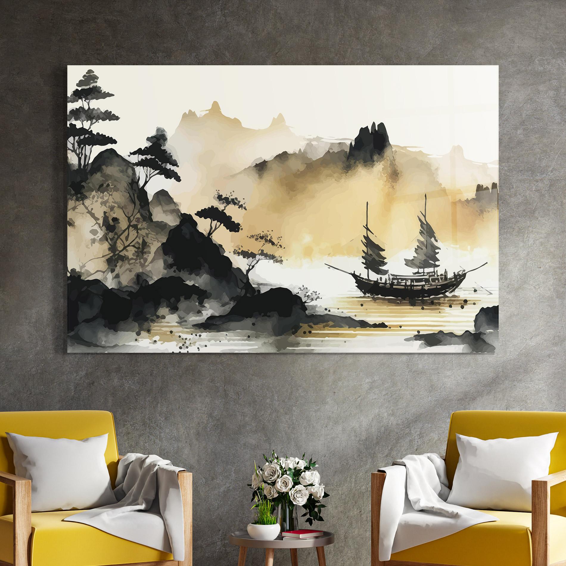 Glasbild Asiatic Grey Cream mockup 4