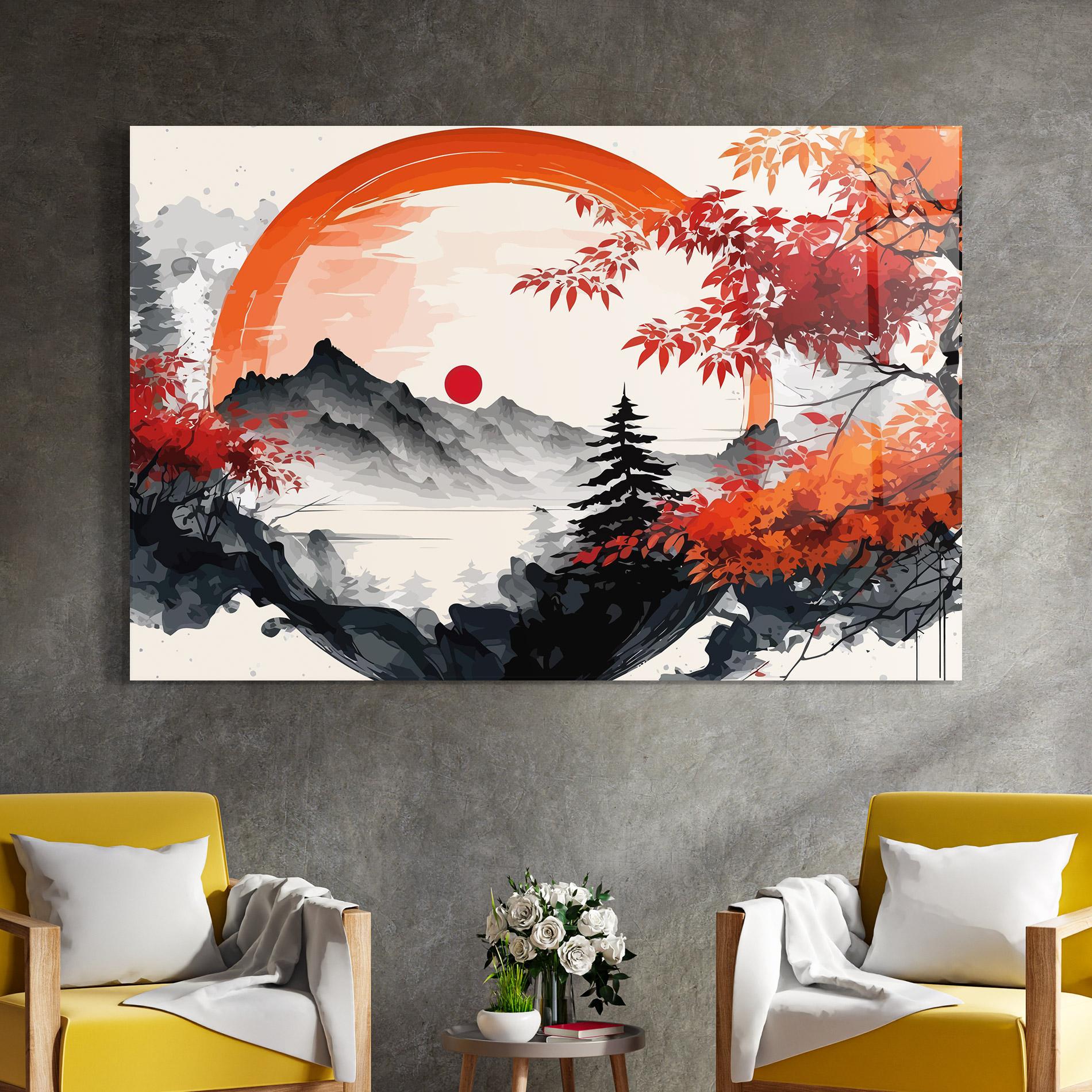 Glasbild Asiatic Grey Montain mockup 4