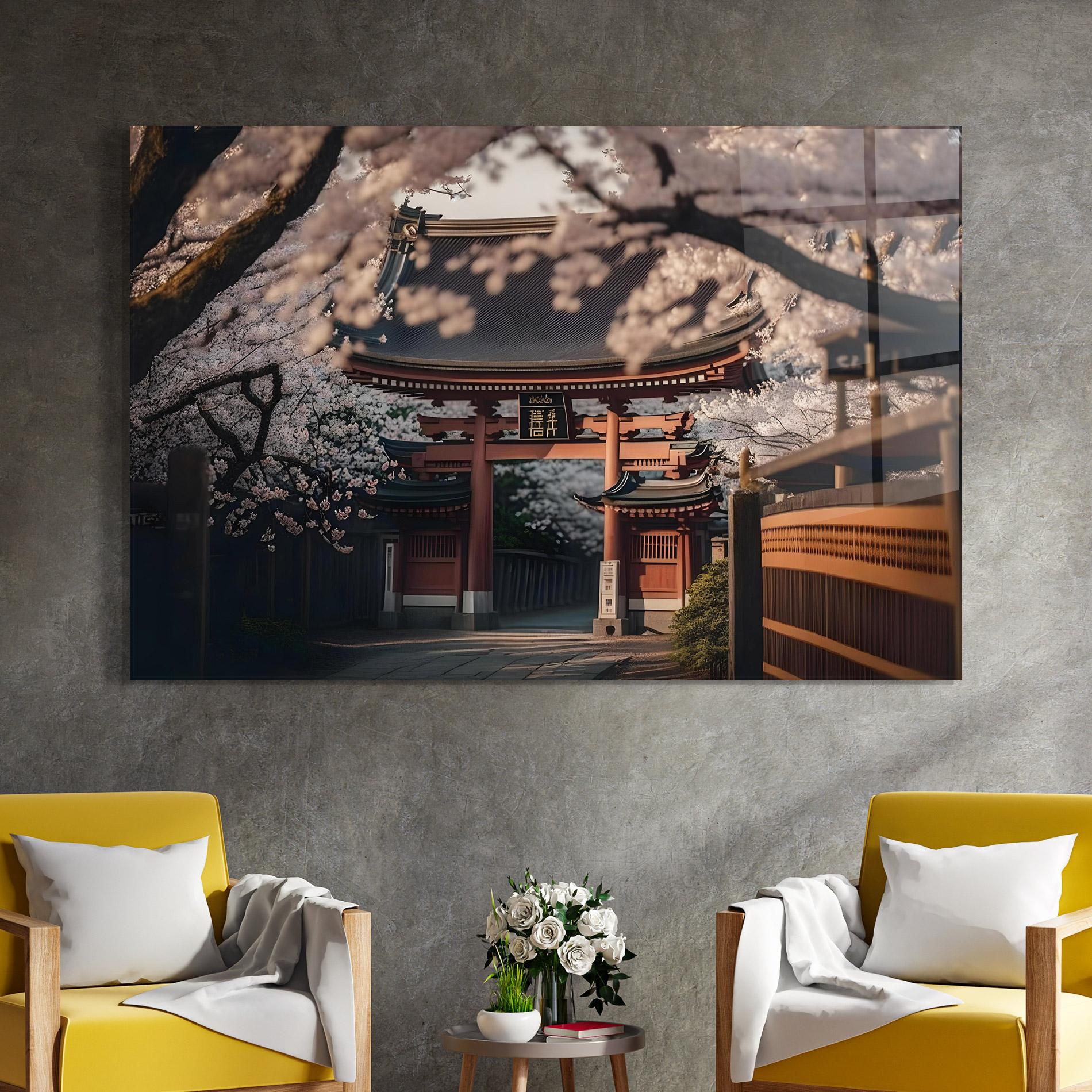 Glasbild Cherry Blossom Garden mockup 4