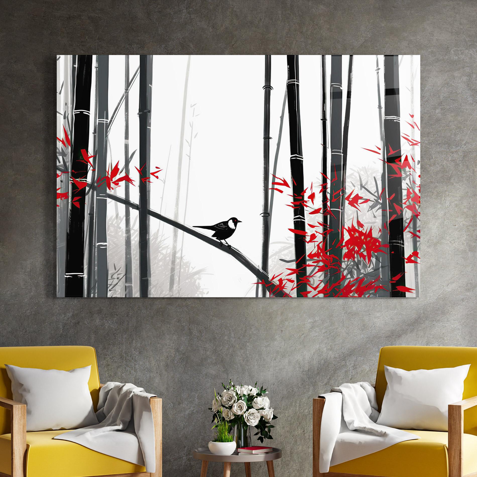 Glasbild Chinese Red Leafs mockup 4