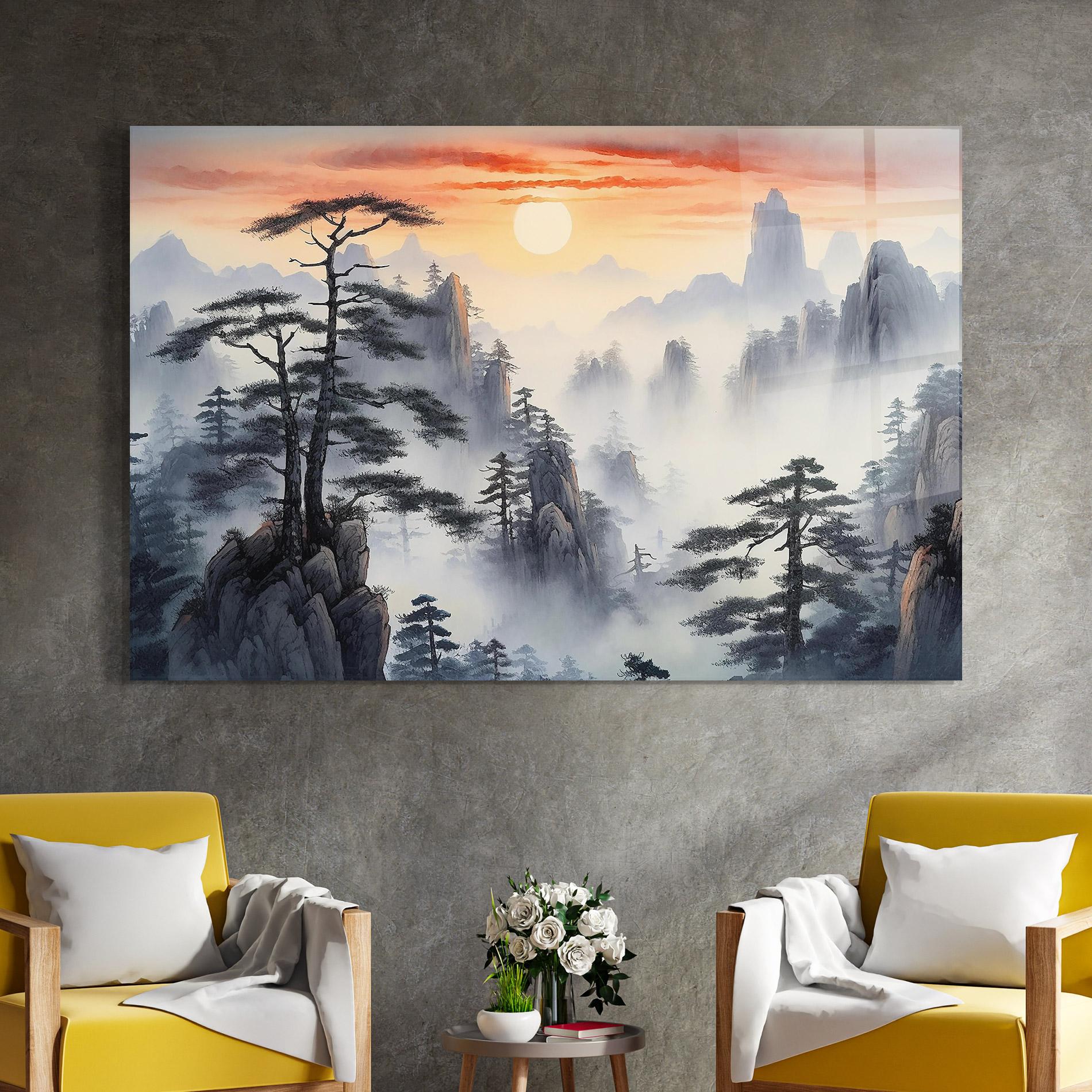 Glasbild Fog Trees mockup 4