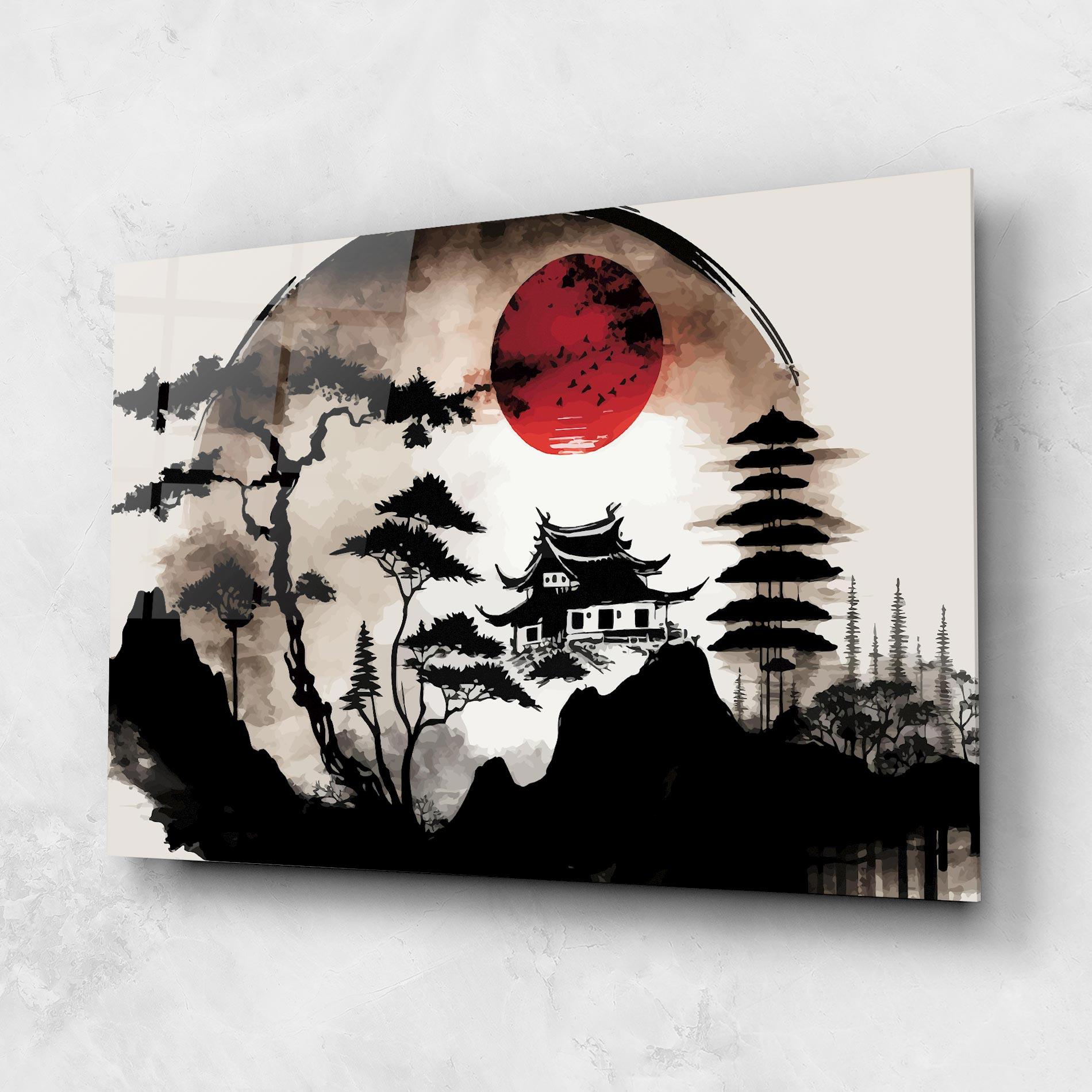 Glasbild Asian Red Moon mockup 1