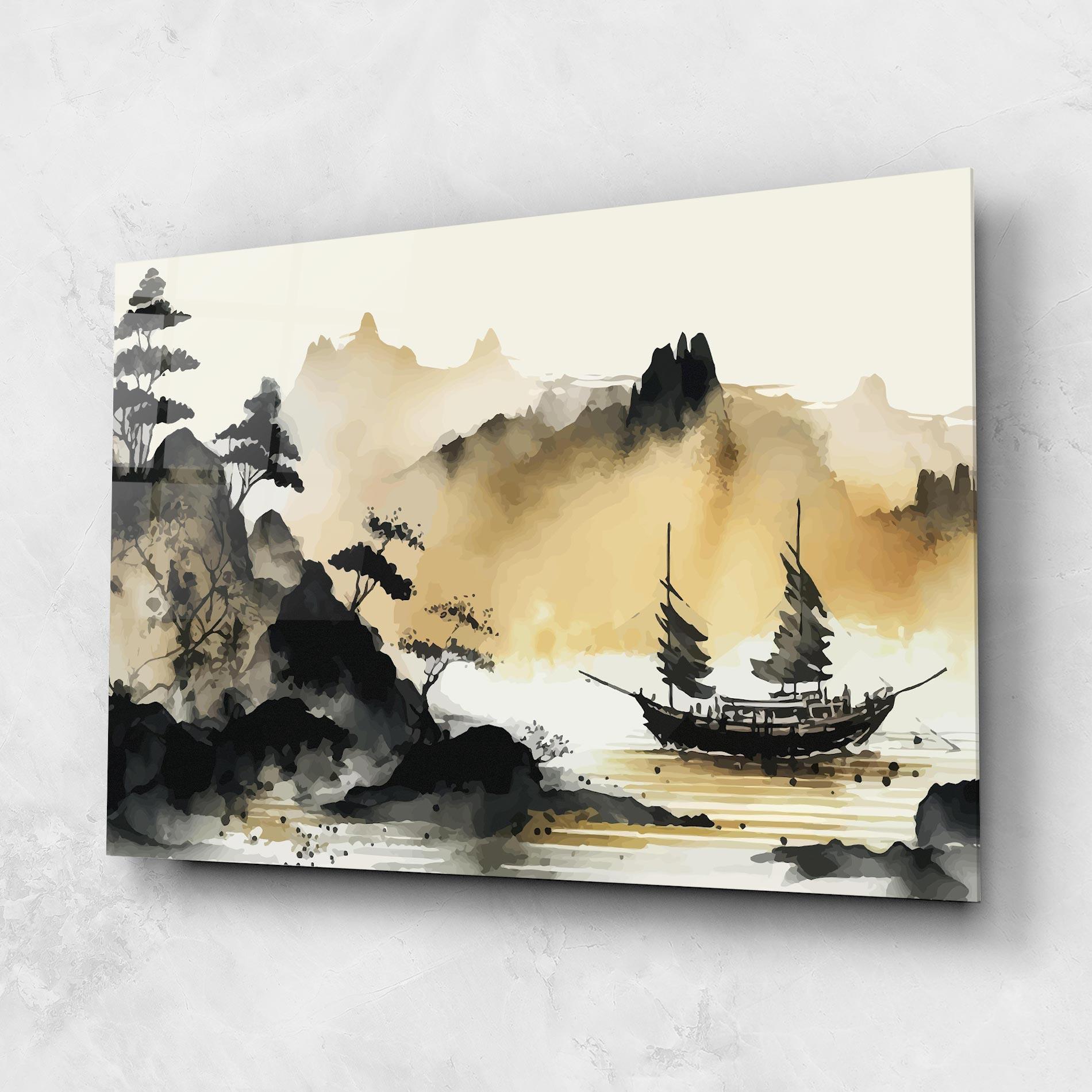 Glasbild Asiatic Grey Cream mockup 1