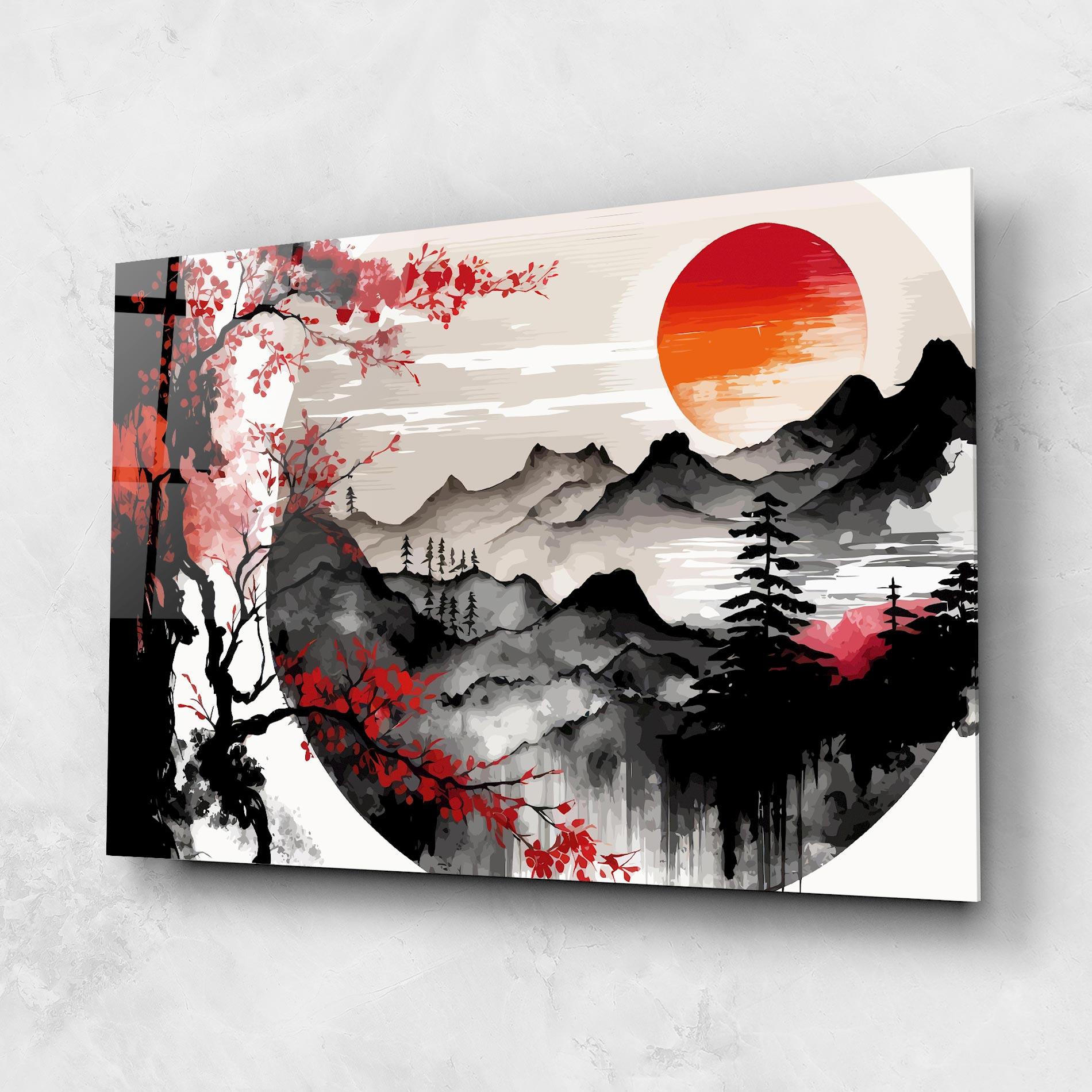 Glasbild Asiatic Red Orange Sun mockup 1
