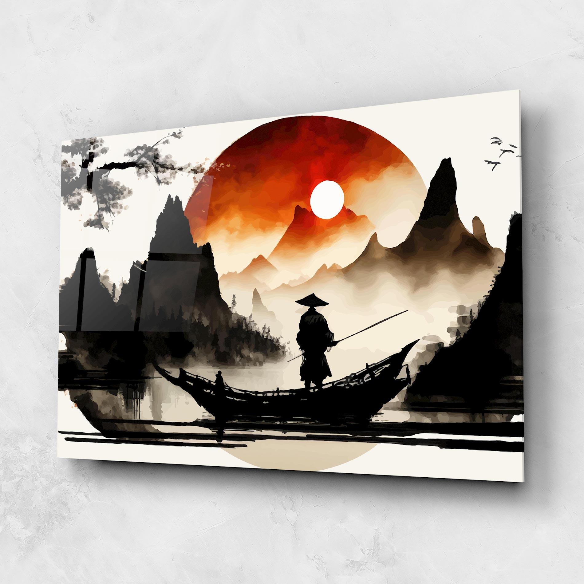 Glasbild Black Asiatic Boat mockup 1