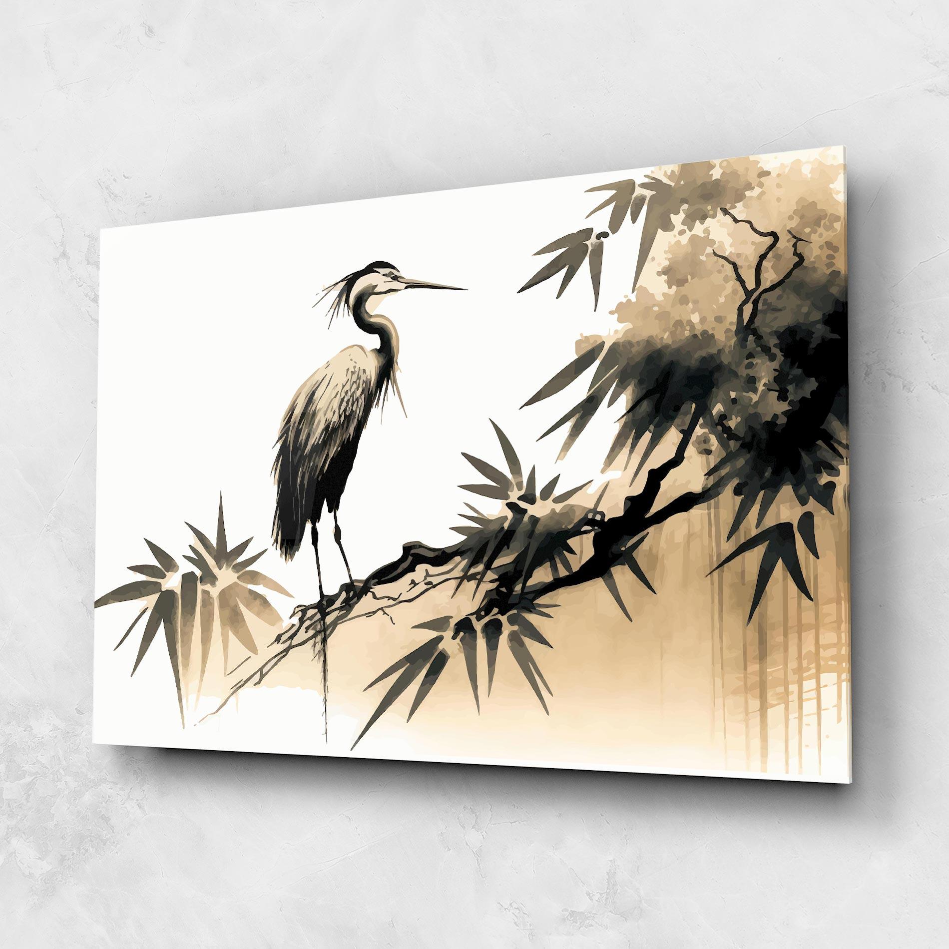 Glasbild Black Cream Bird Art mockup 1