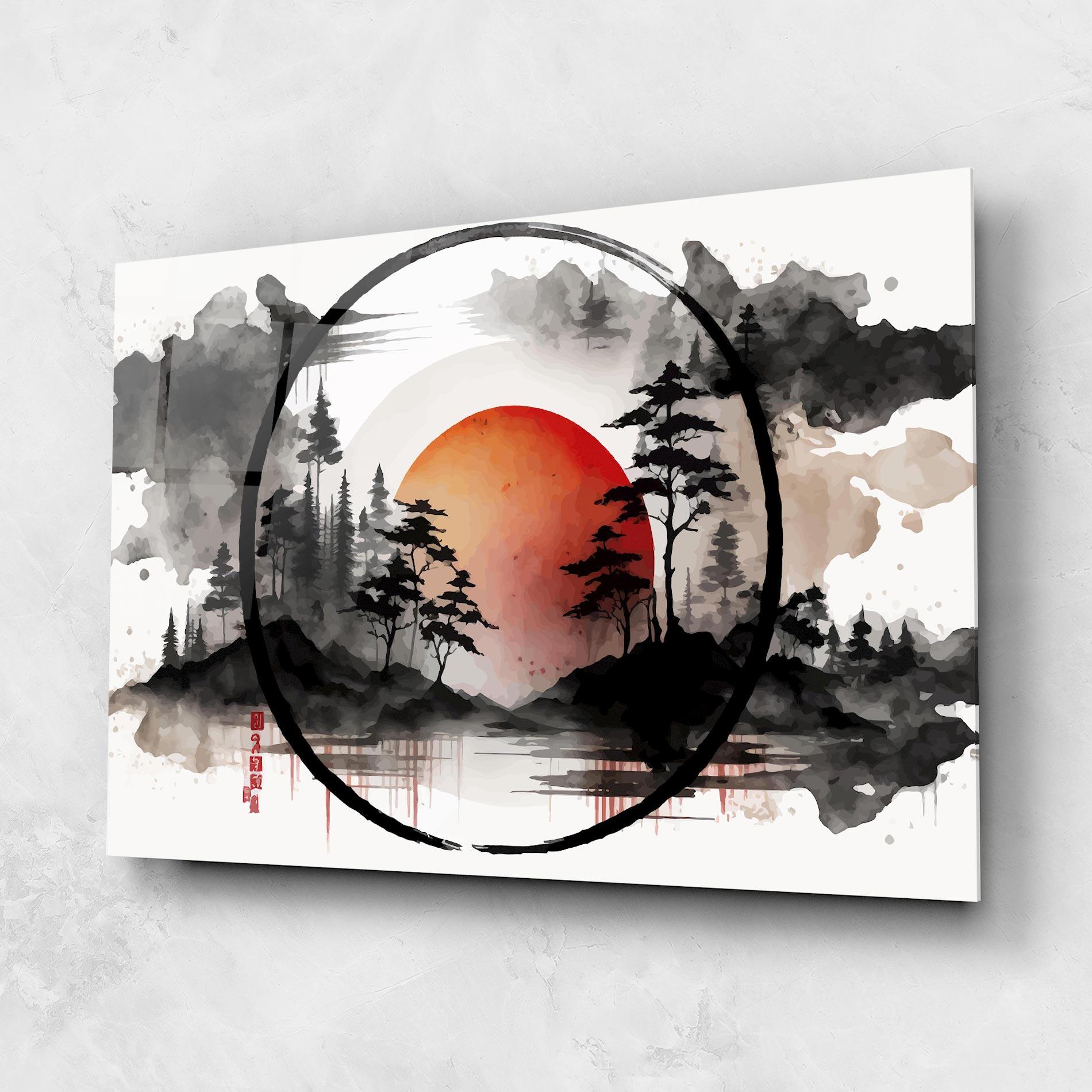 Glasbild Orange Sun Forest mockup 1