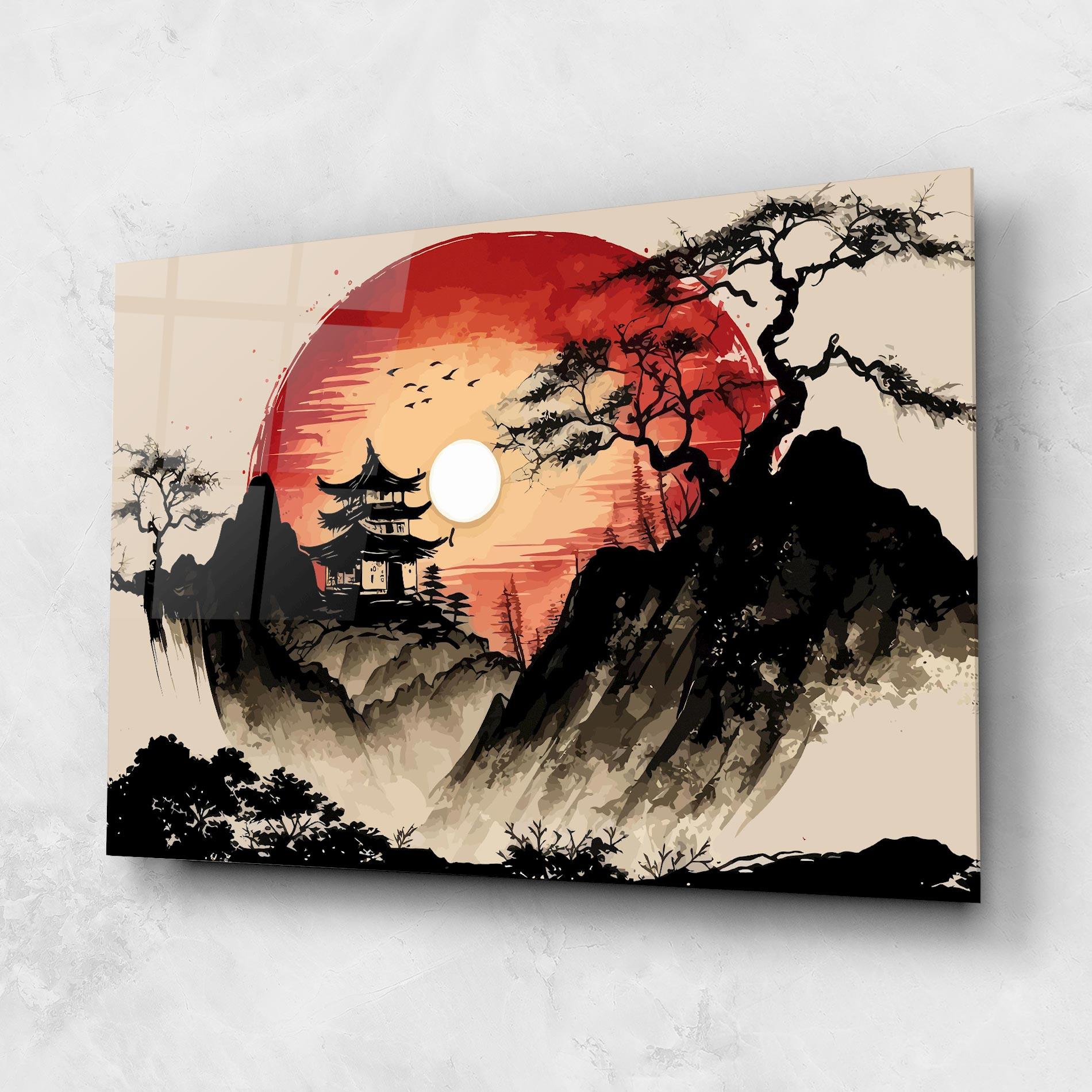 Glasbild Sunset Asian View mockup 1