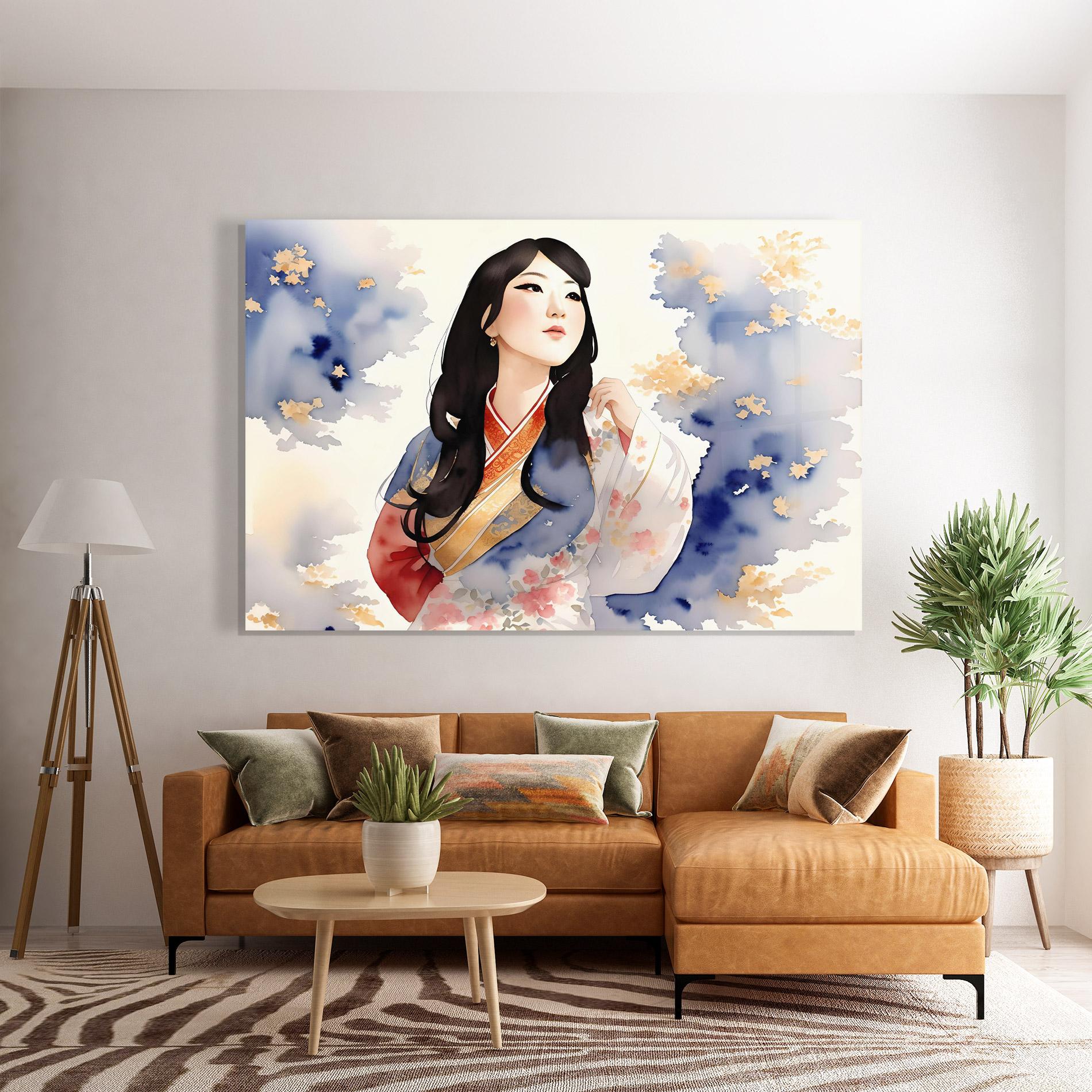 Glasbild Asian Woman Dancing mockup 7