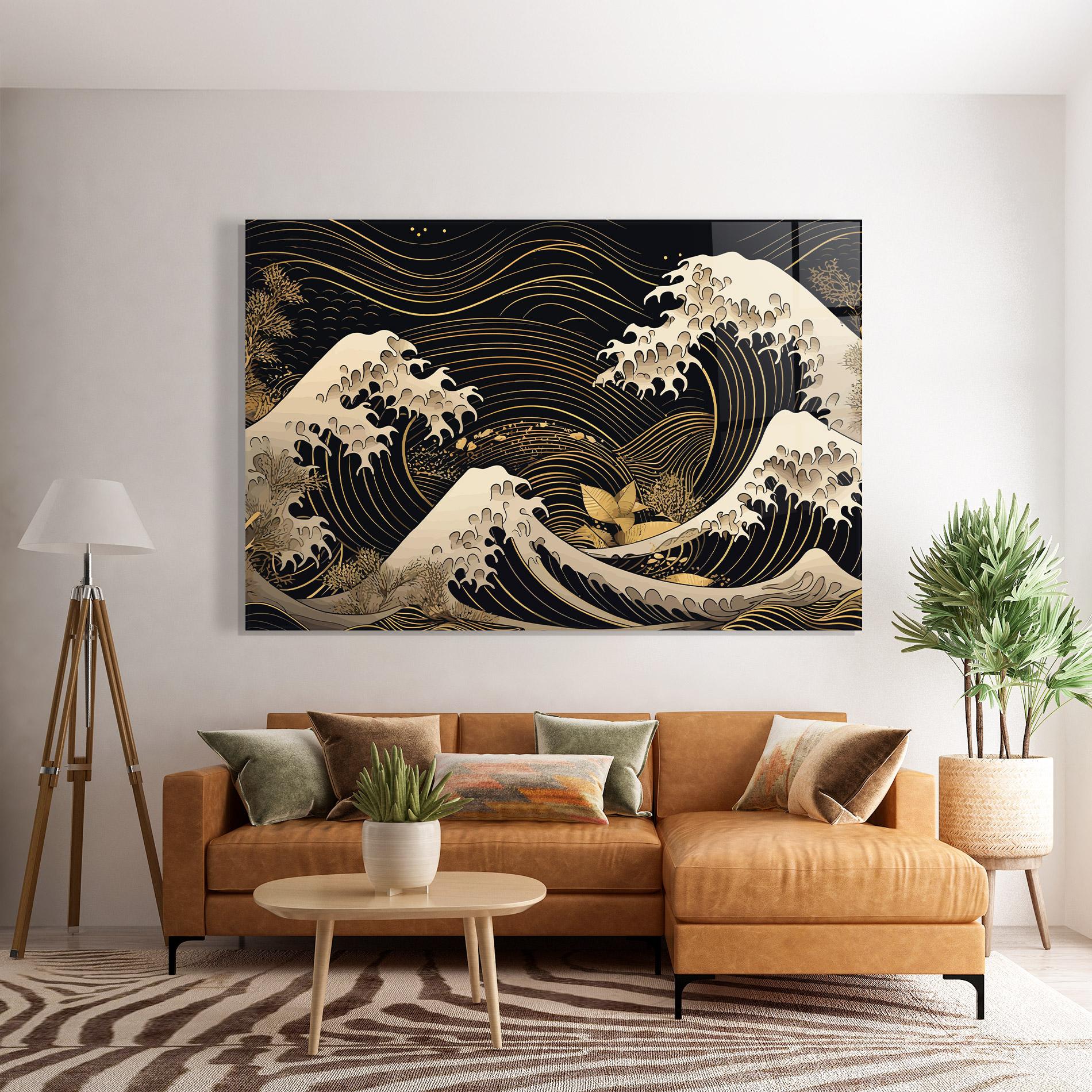 Glasbild Asiatic Gold Wave mockup 7