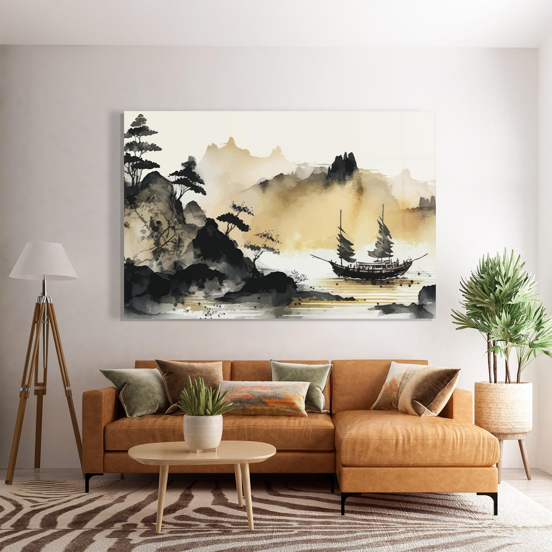 Glasbild Asiatic Grey Cream mockup 7