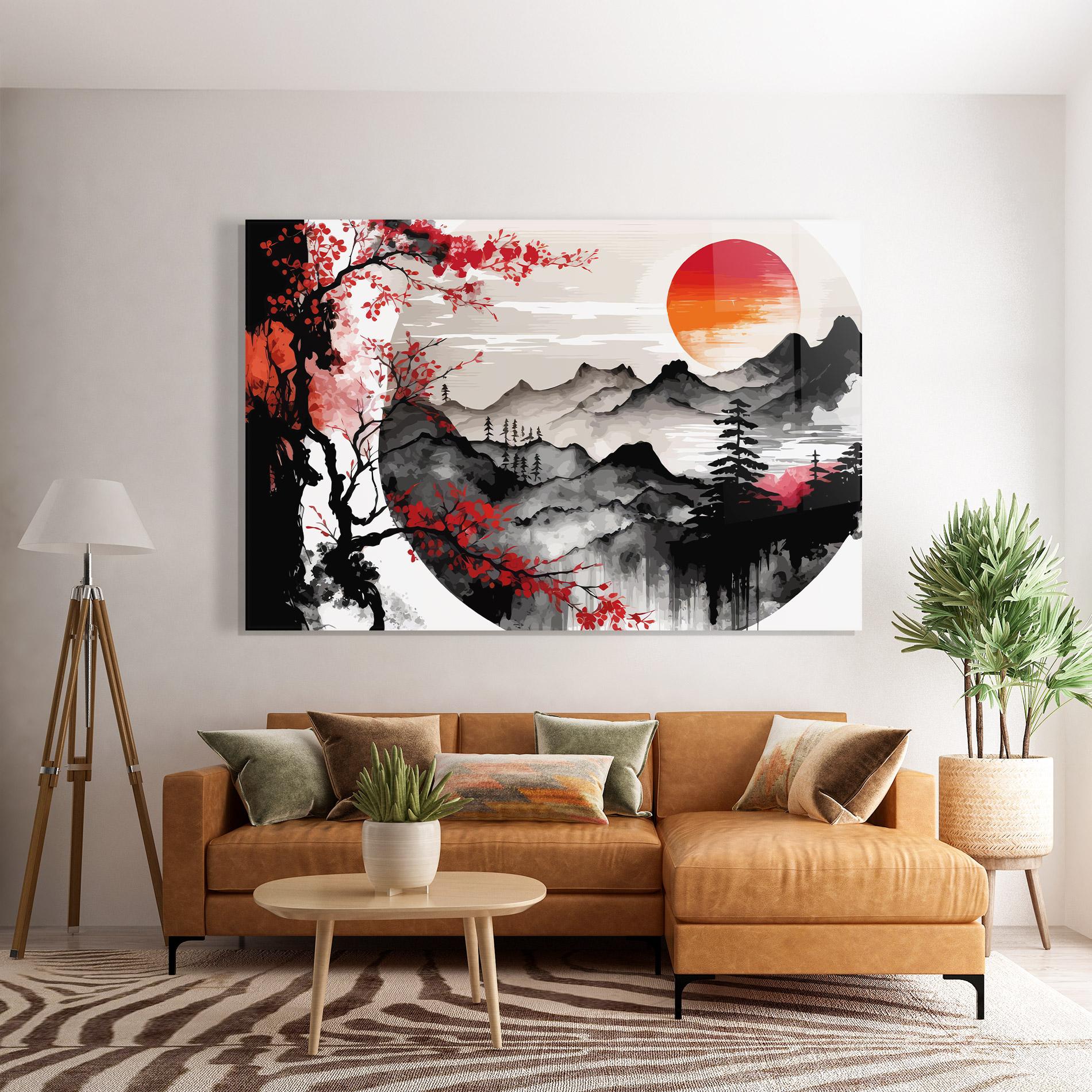 Glasbild Asiatic Red Orange Sun mockup 7