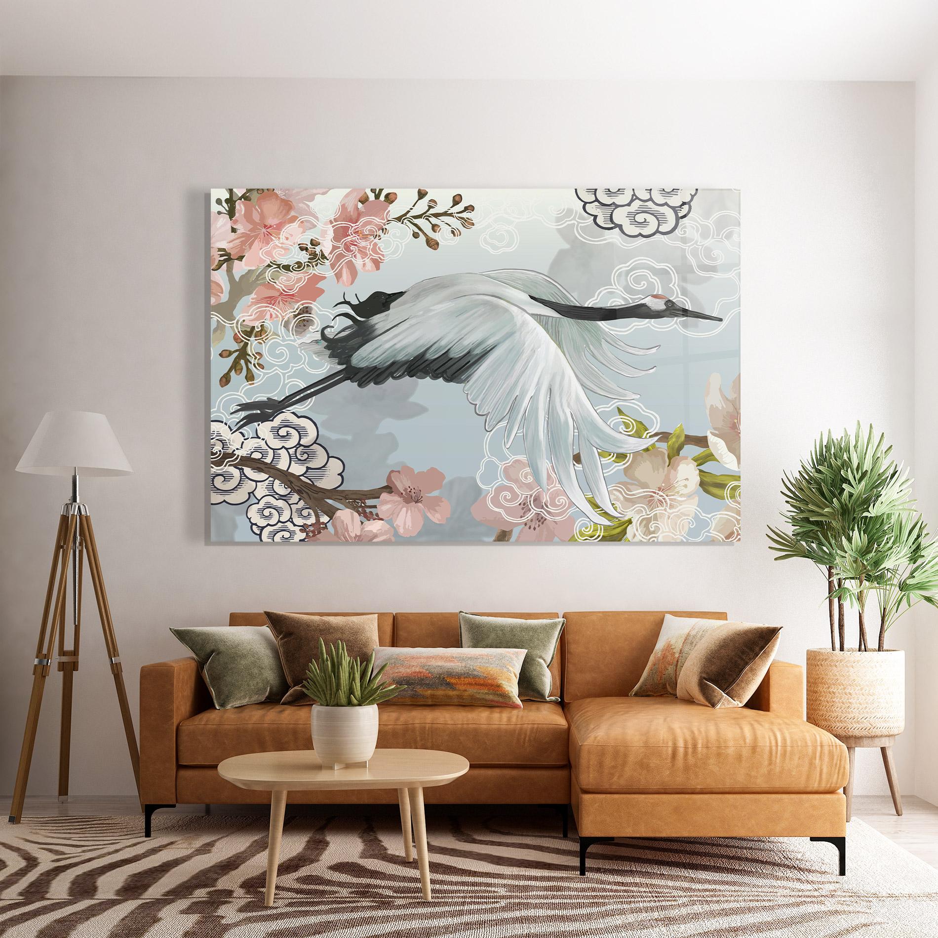 Glasbild Beautiful Asiatic Bird mockup 7